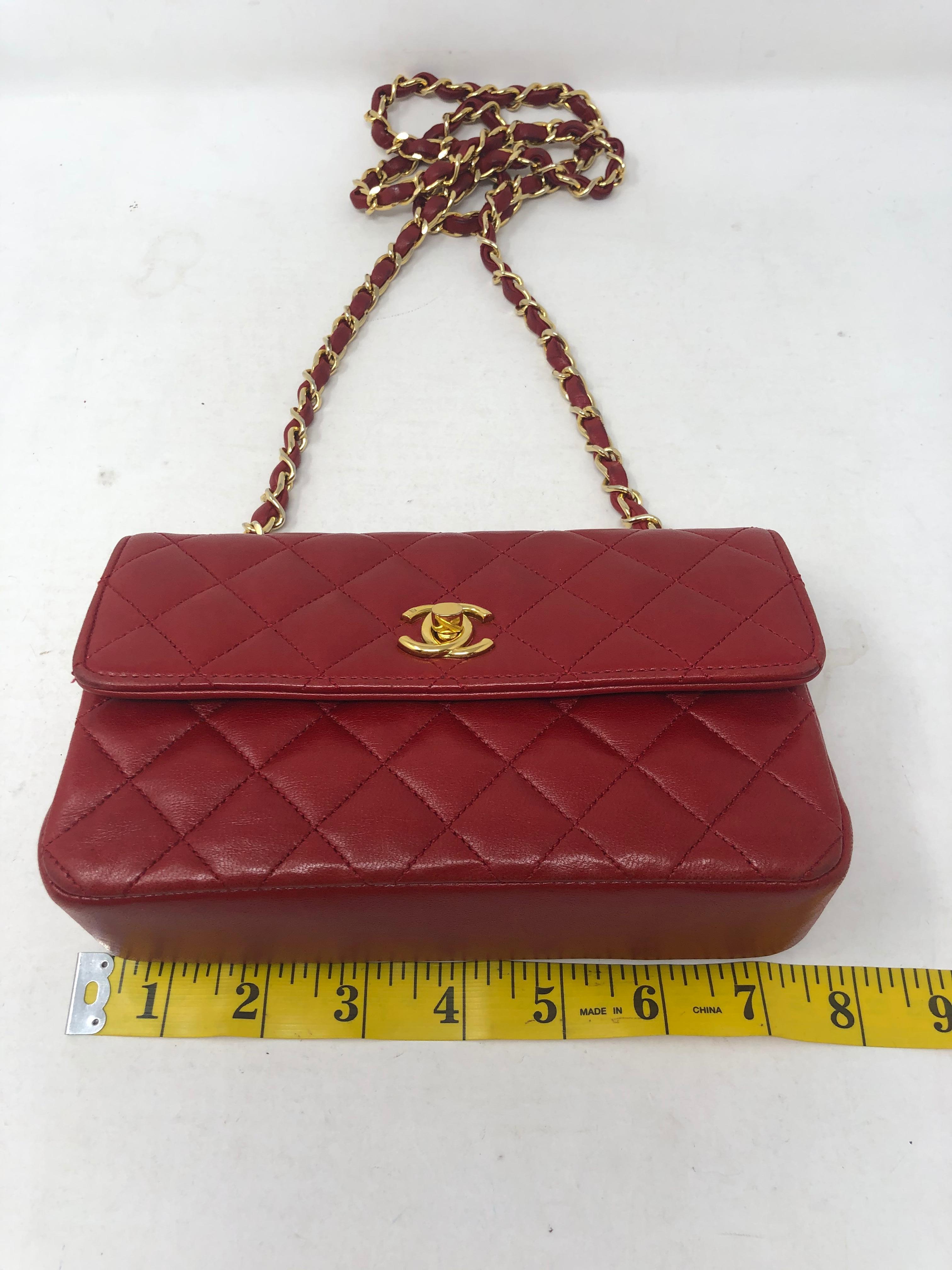 Chanel Red Mini Lambskin Crossbody Bag 5