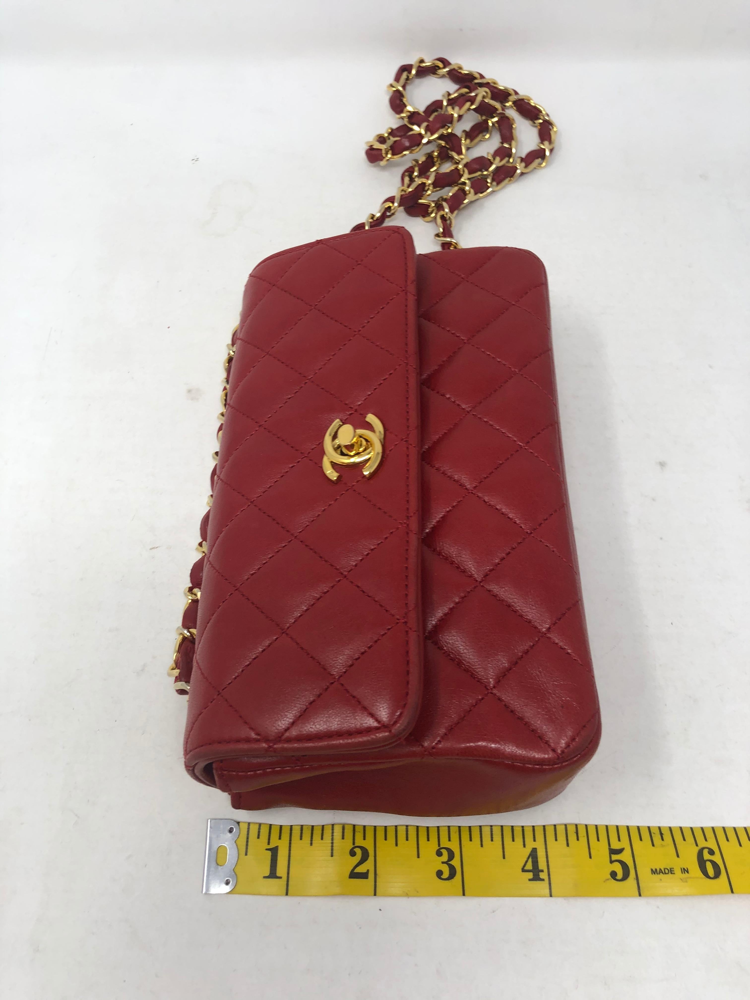 Chanel Red Mini Lambskin Crossbody Bag 6