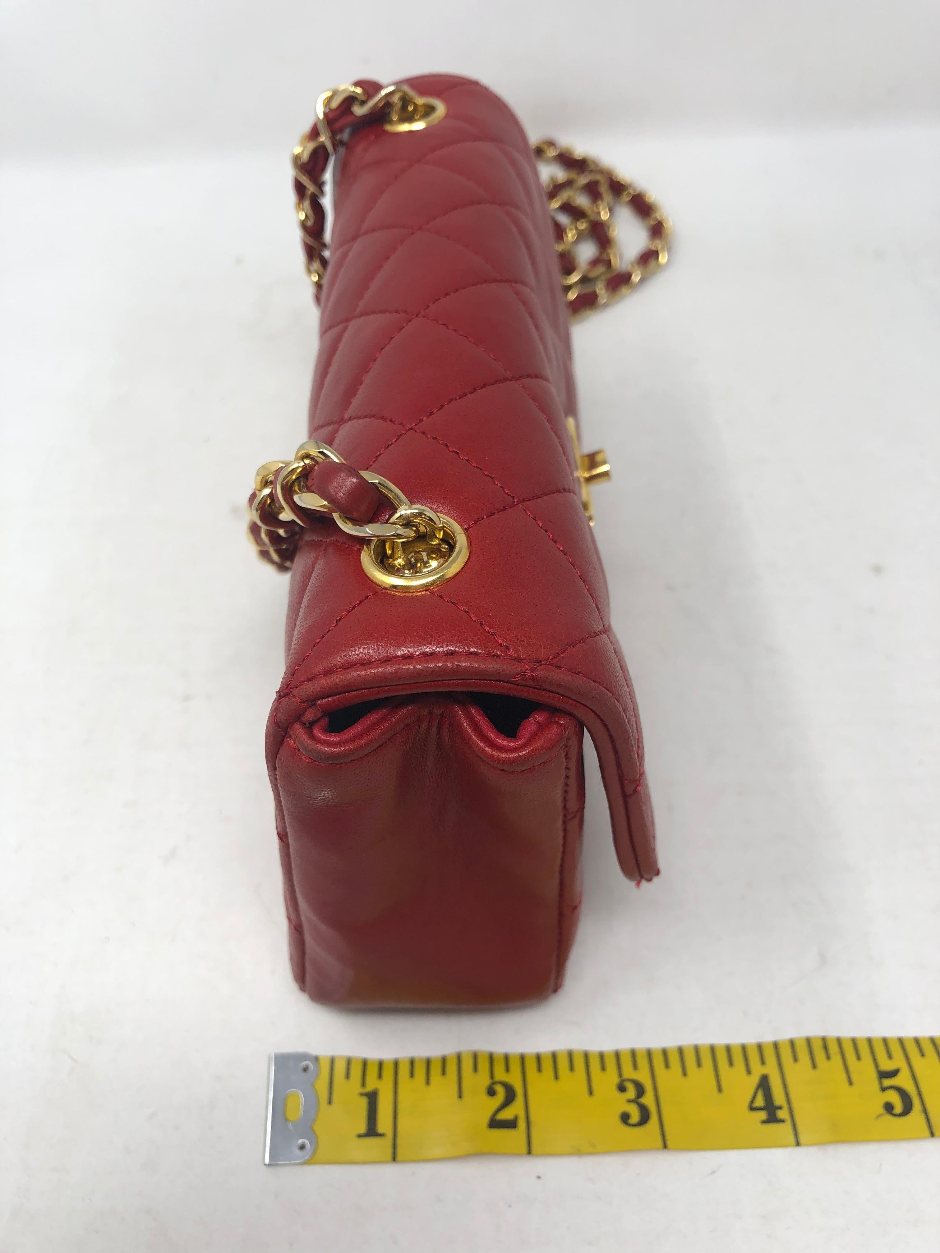 Chanel Red Mini Lambskin Crossbody Bag 7