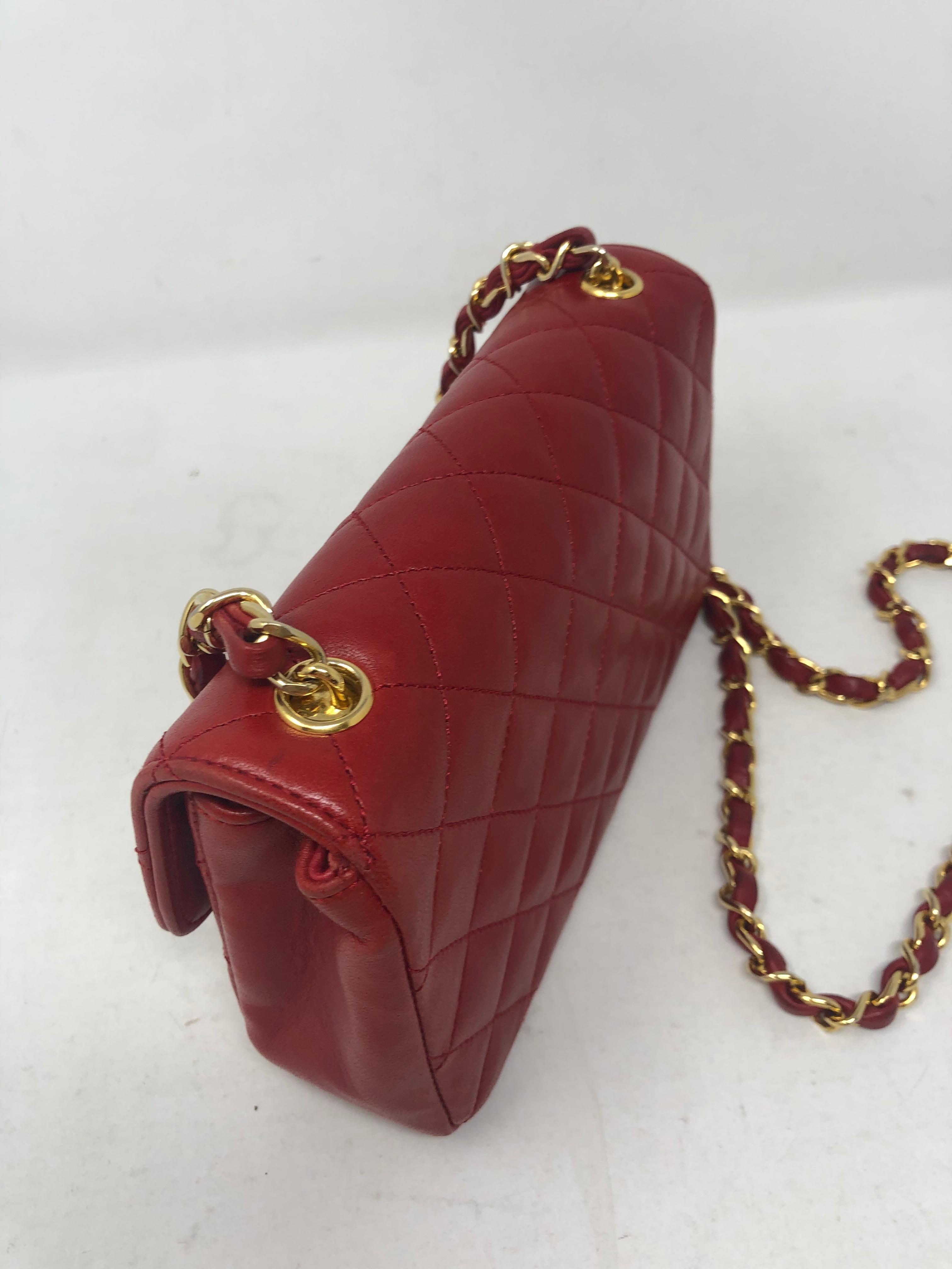 Women's or Men's Chanel Red Mini Lambskin Crossbody Bag