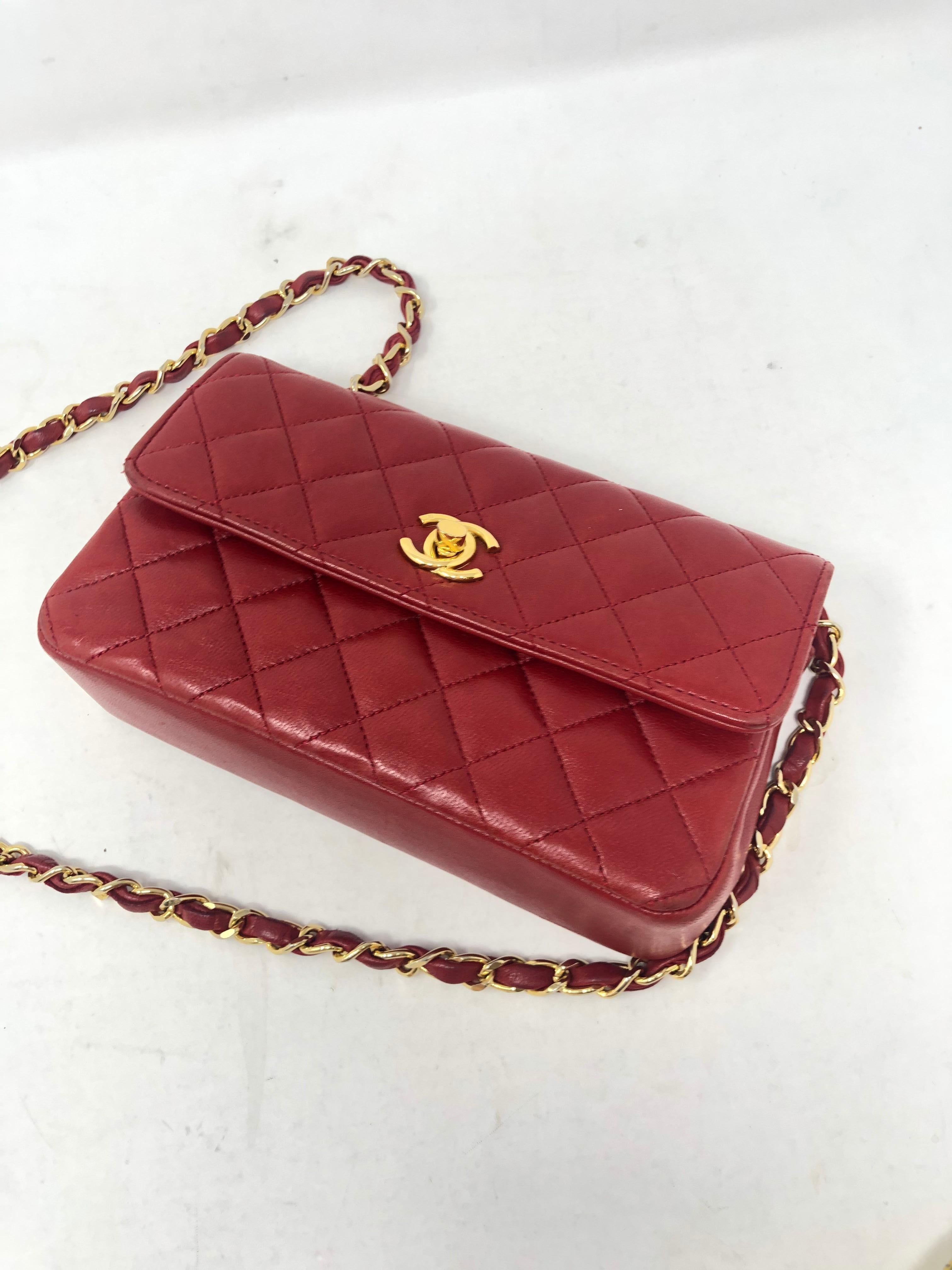 Chanel Red Mini Lambskin Crossbody Bag 1