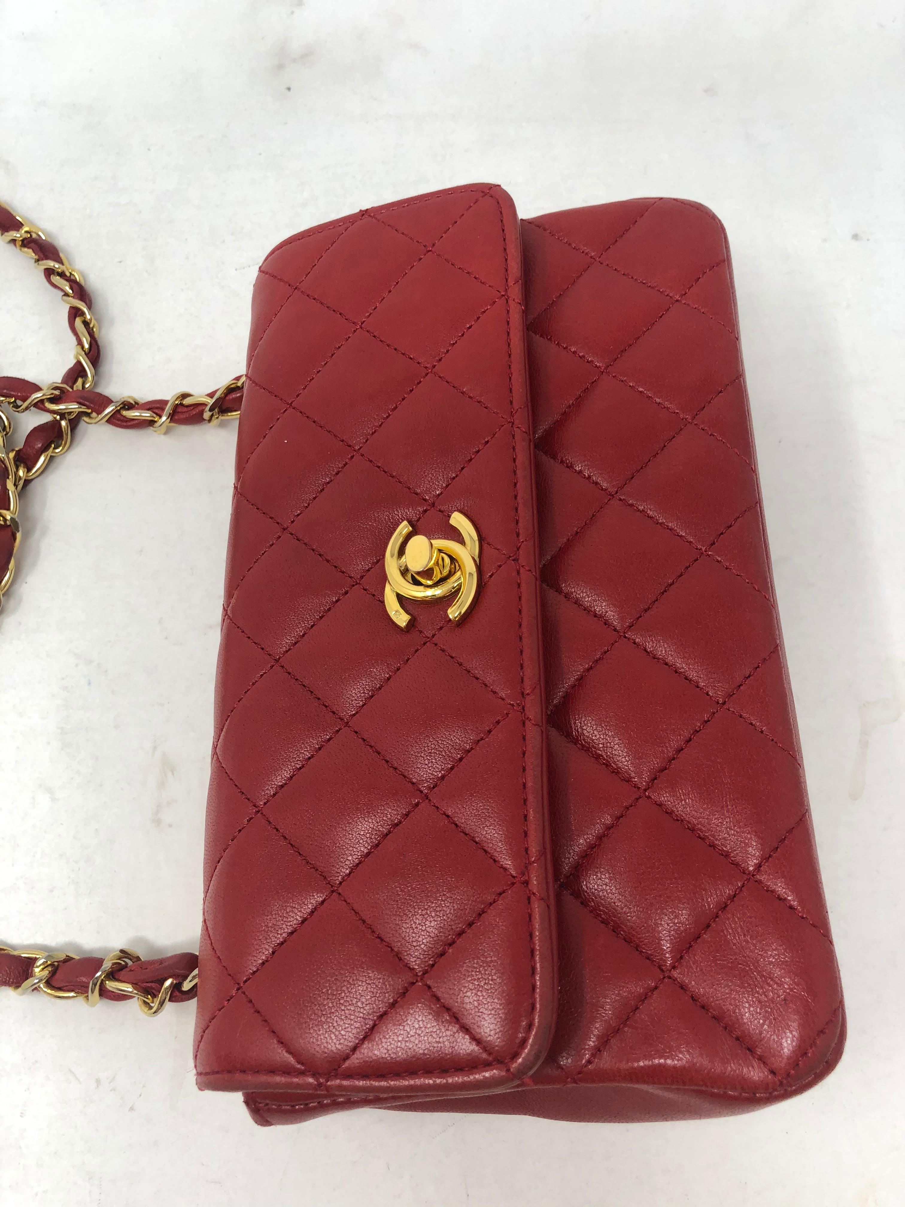 Chanel Red Mini Lambskin Crossbody Bag 2