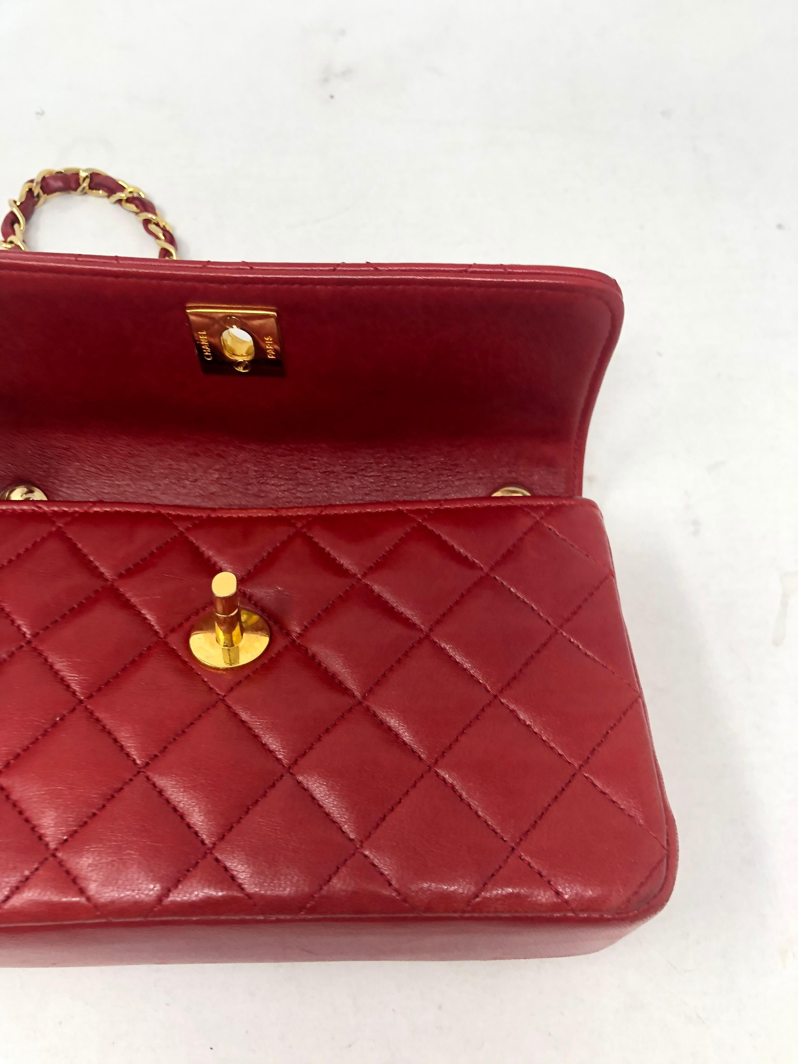 Chanel Red Mini Lambskin Crossbody Bag 3