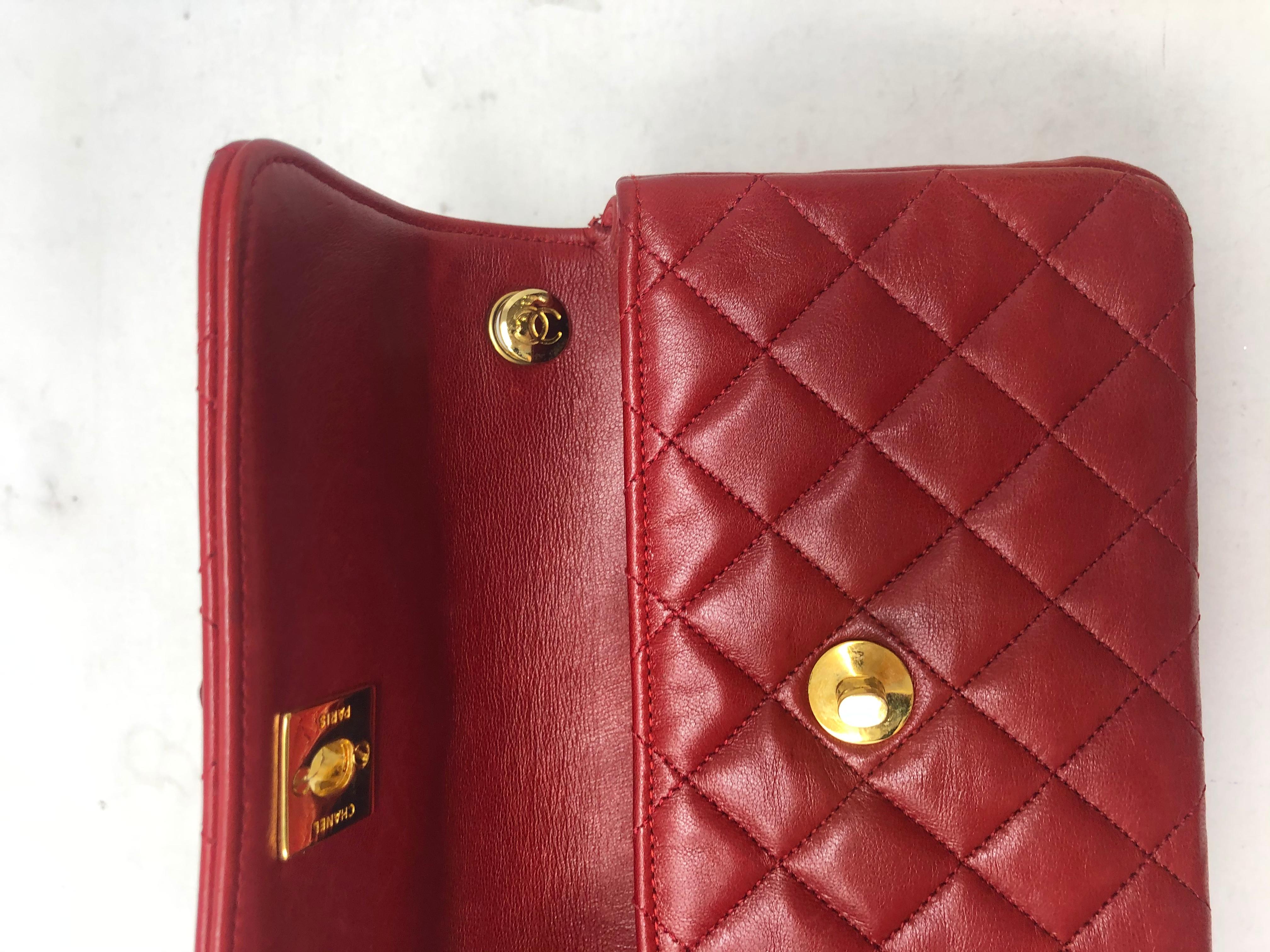 Chanel Red Mini Lambskin Crossbody Bag 4