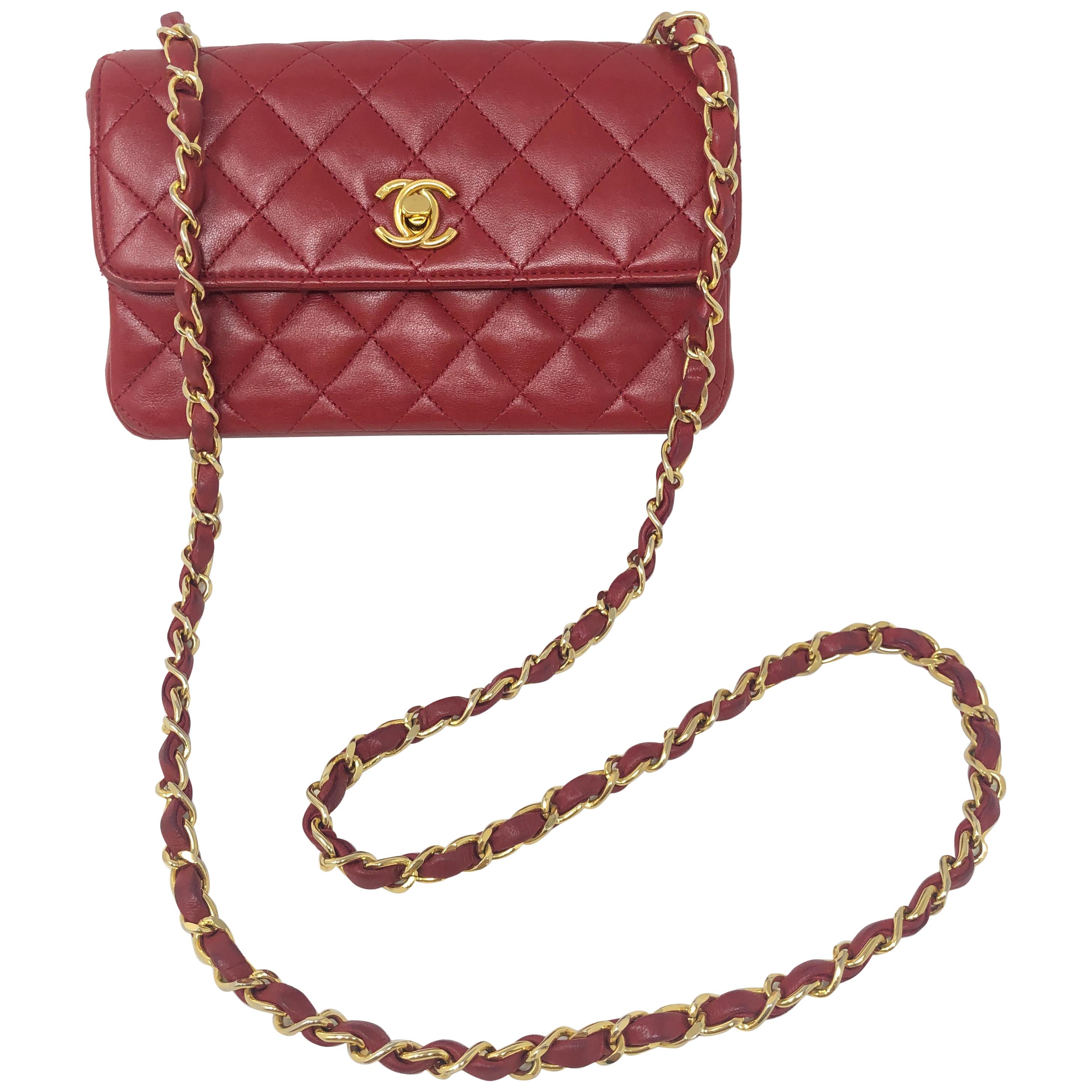 Chanel Red Mini Lambskin Crossbody Bag