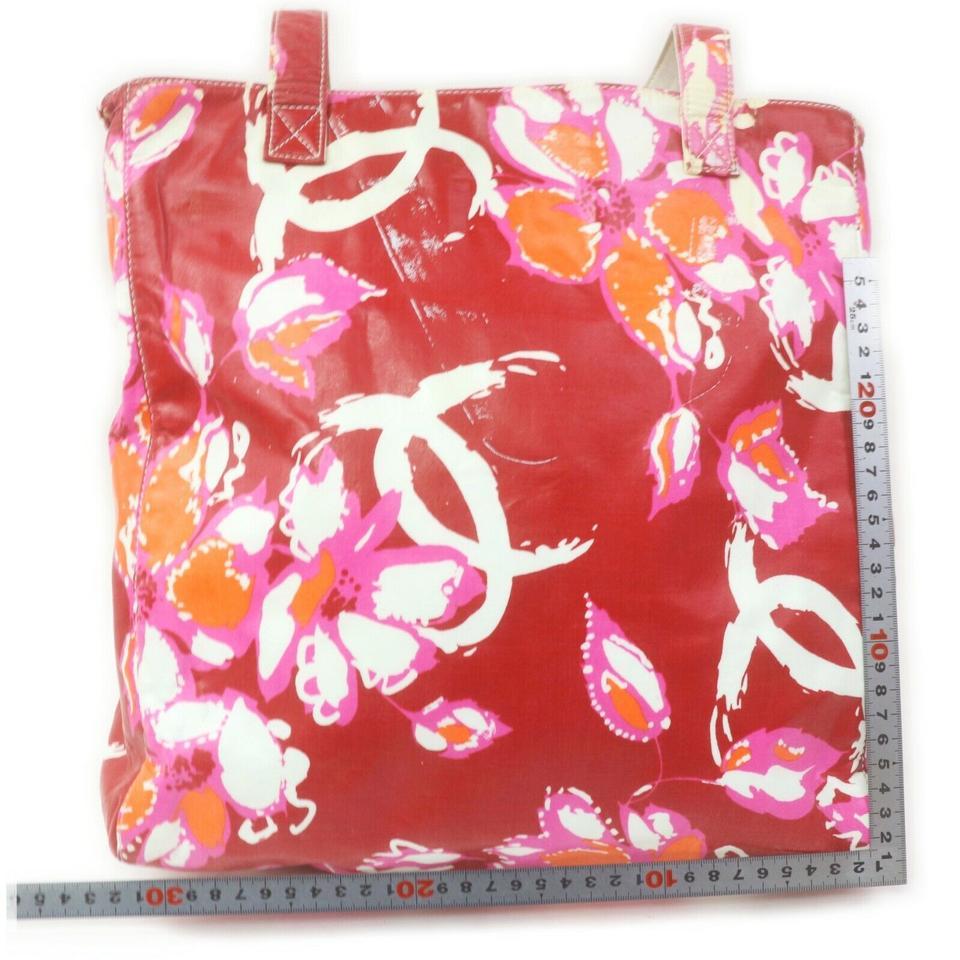 Chanel Red Monogram Floral Tote Bag  863315  3