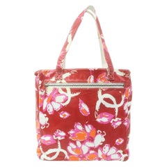 Chanel Red Monogram Floral Tote Bag  863315