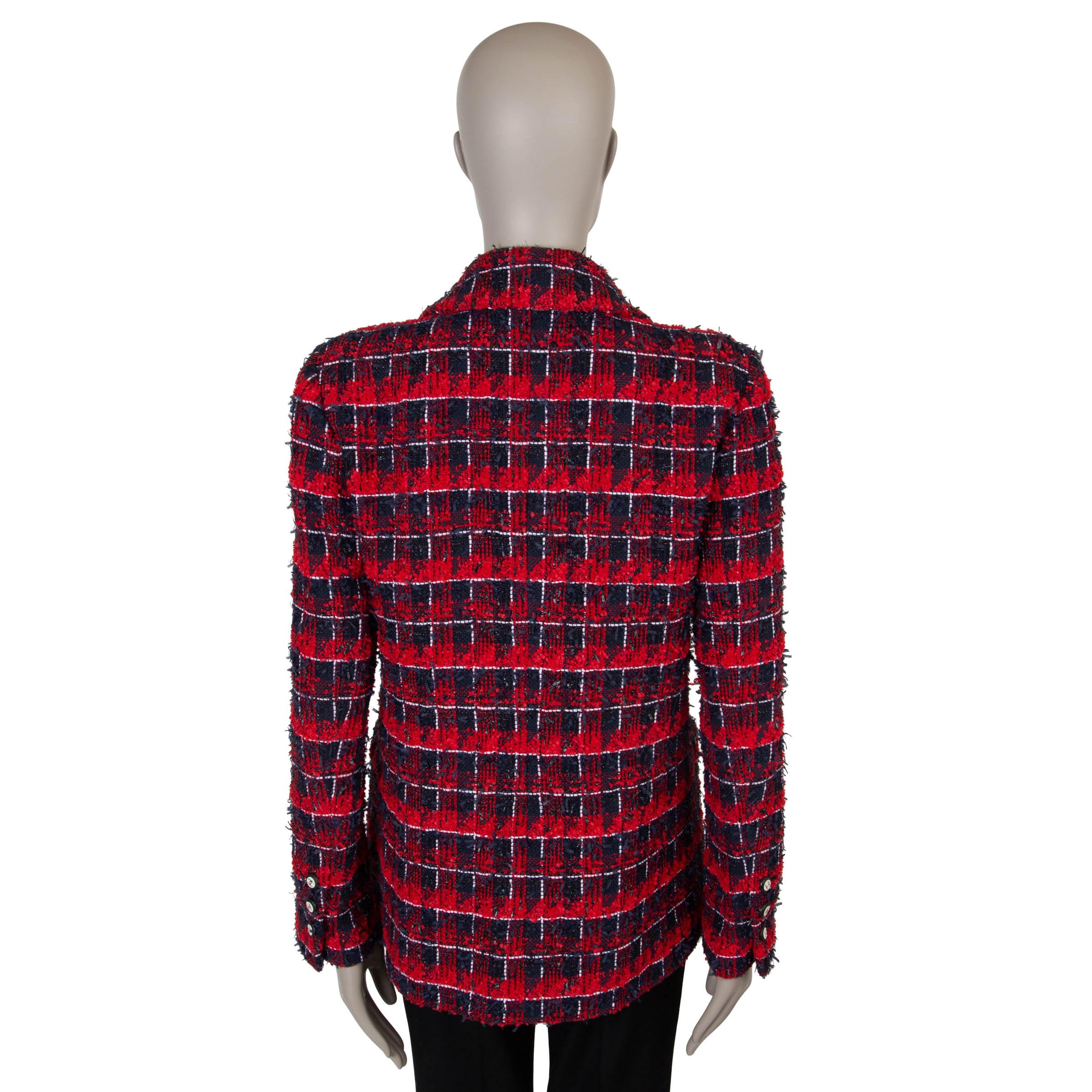 Black CHANEL red navy black white cotton 24S TWEED Jacket 40 M For Sale