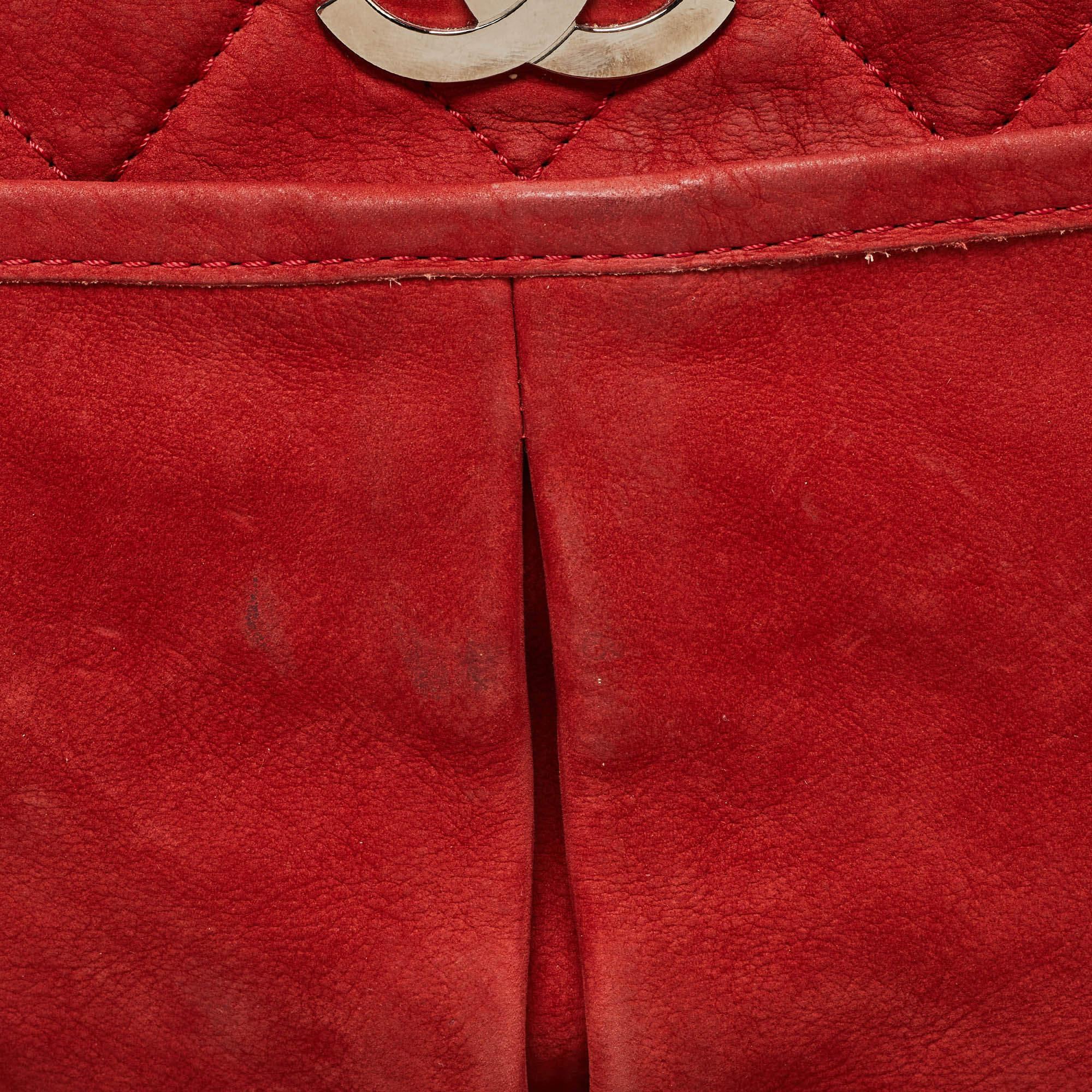 Chanel Red Nubuck Leather Ultra Soft Natural Beauty Bag 3