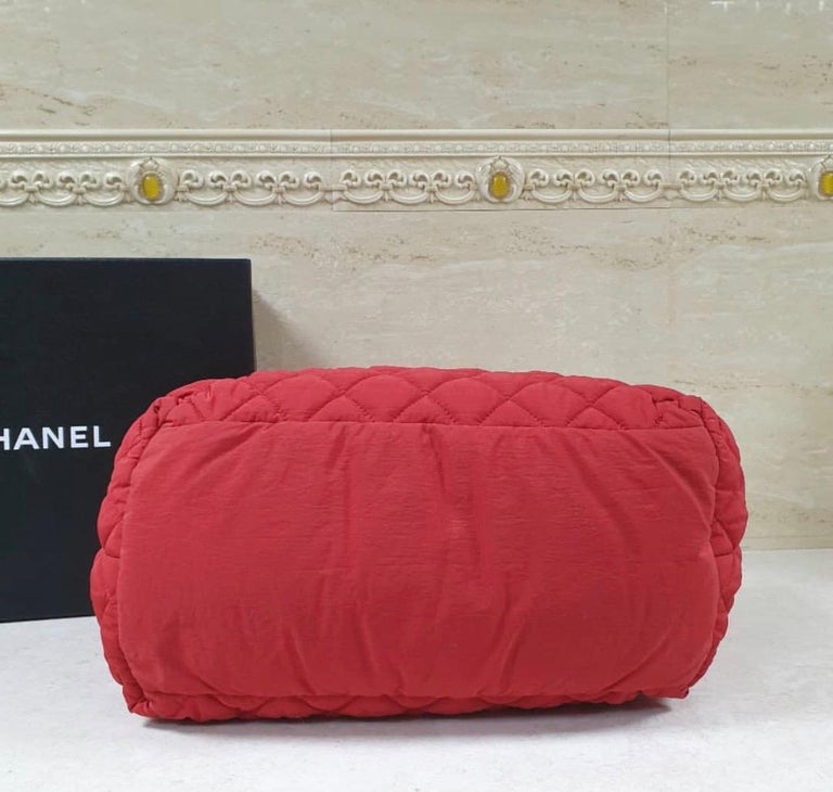 Chanel Red Nylon Coco Cocoon Bag For Sale 2