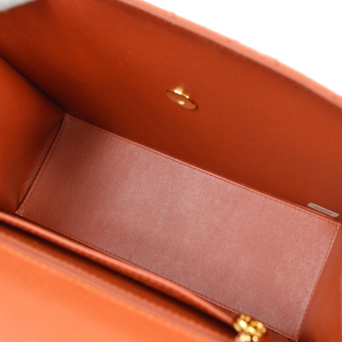 CHANEL Red Orange Caviar Gold Evening Shoulder Bag 2