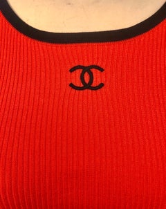 Chanel red/orange "CC" cropped top