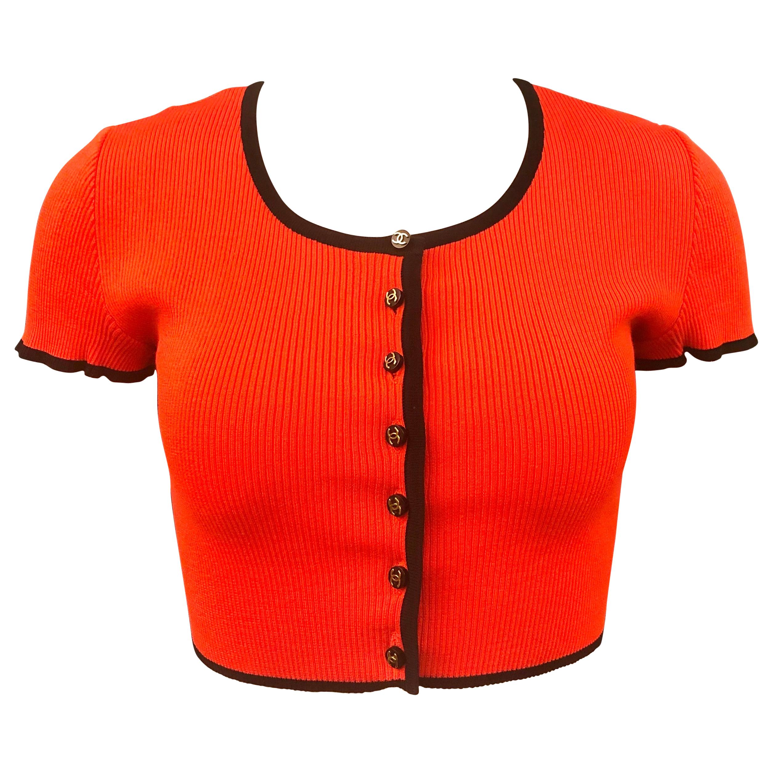 Chaqueta de punto roja/naranja de Chanel en venta