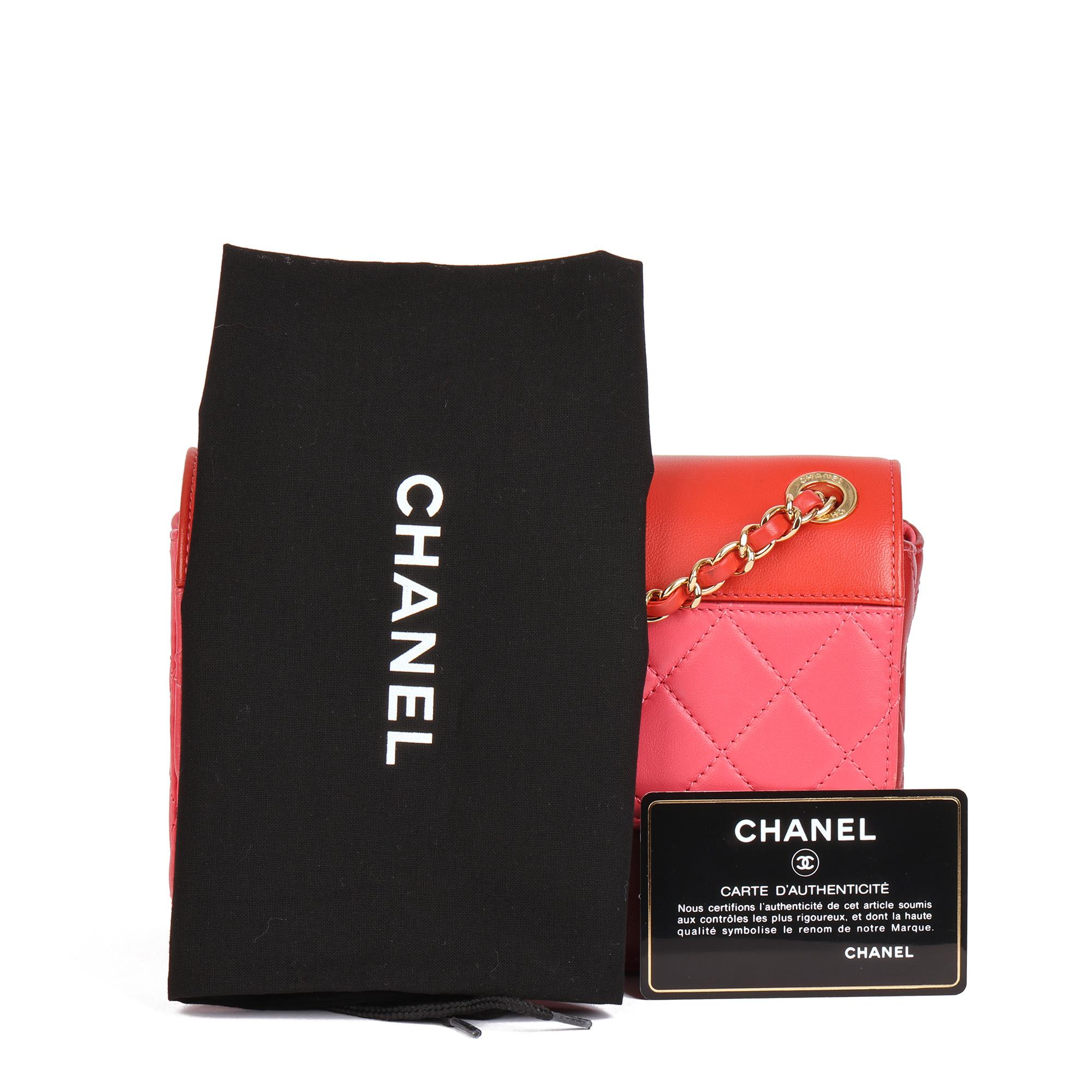 CHANEL Red, Orange & Pink Quilted Lambskin Mini Classic Single Flap Bag 8