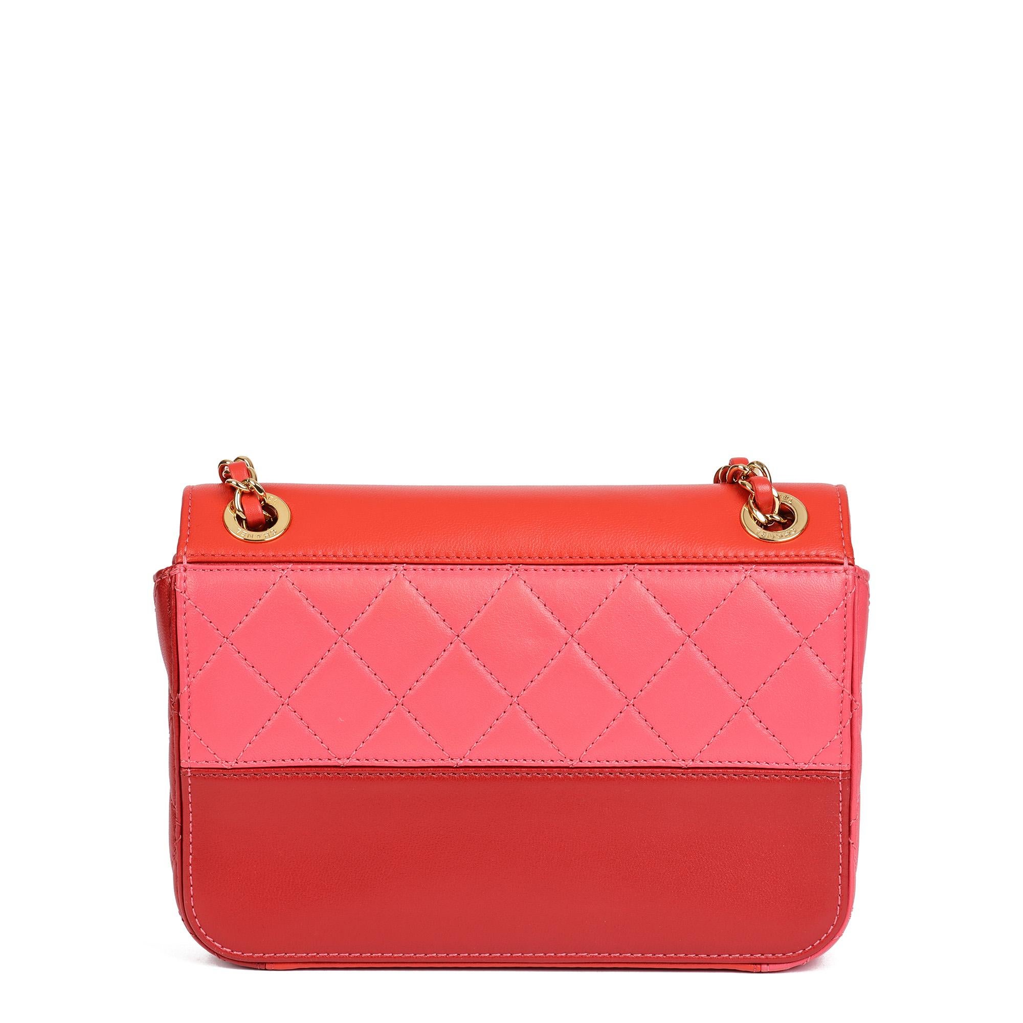 CHANEL Red, Orange & Pink Quilted Lambskin Mini Classic Single Flap Bag 1