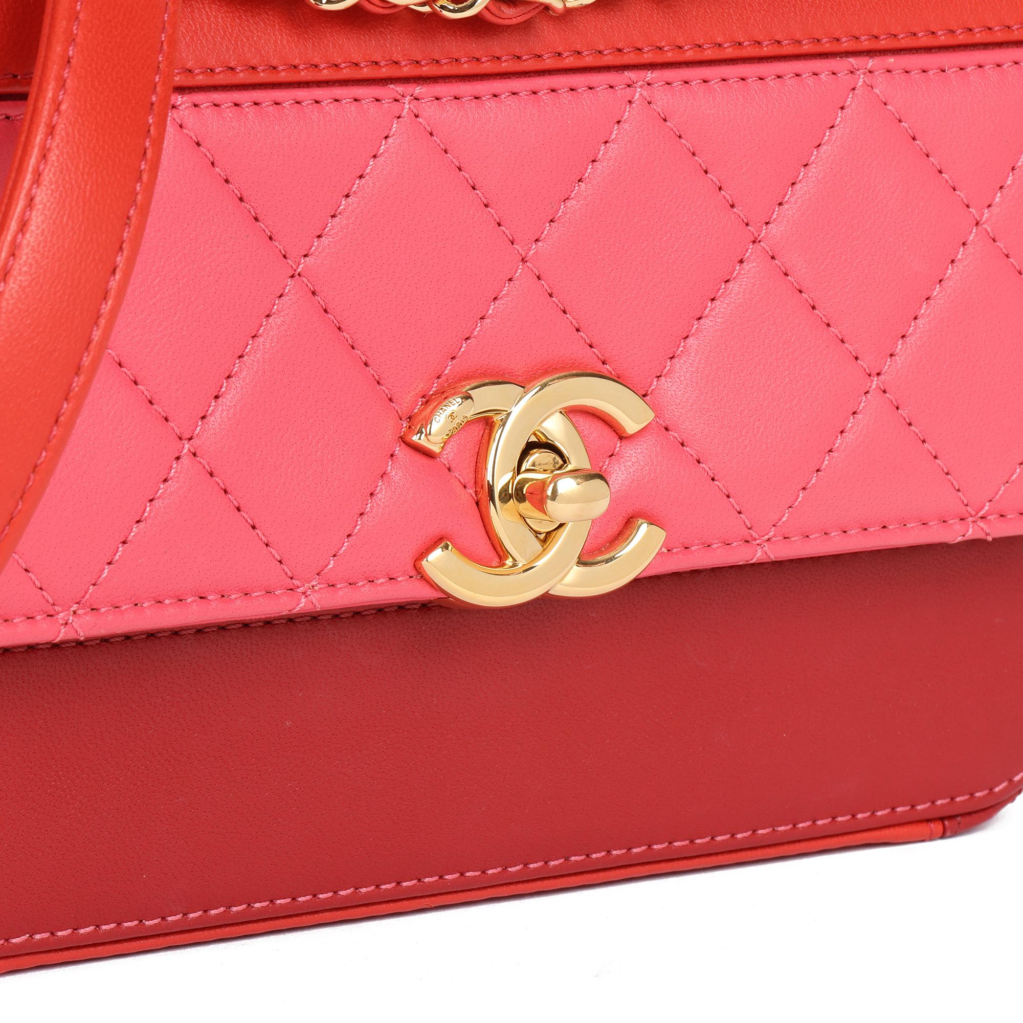 CHANEL Red, Orange & Pink Quilted Lambskin Mini Classic Single Flap Bag 3