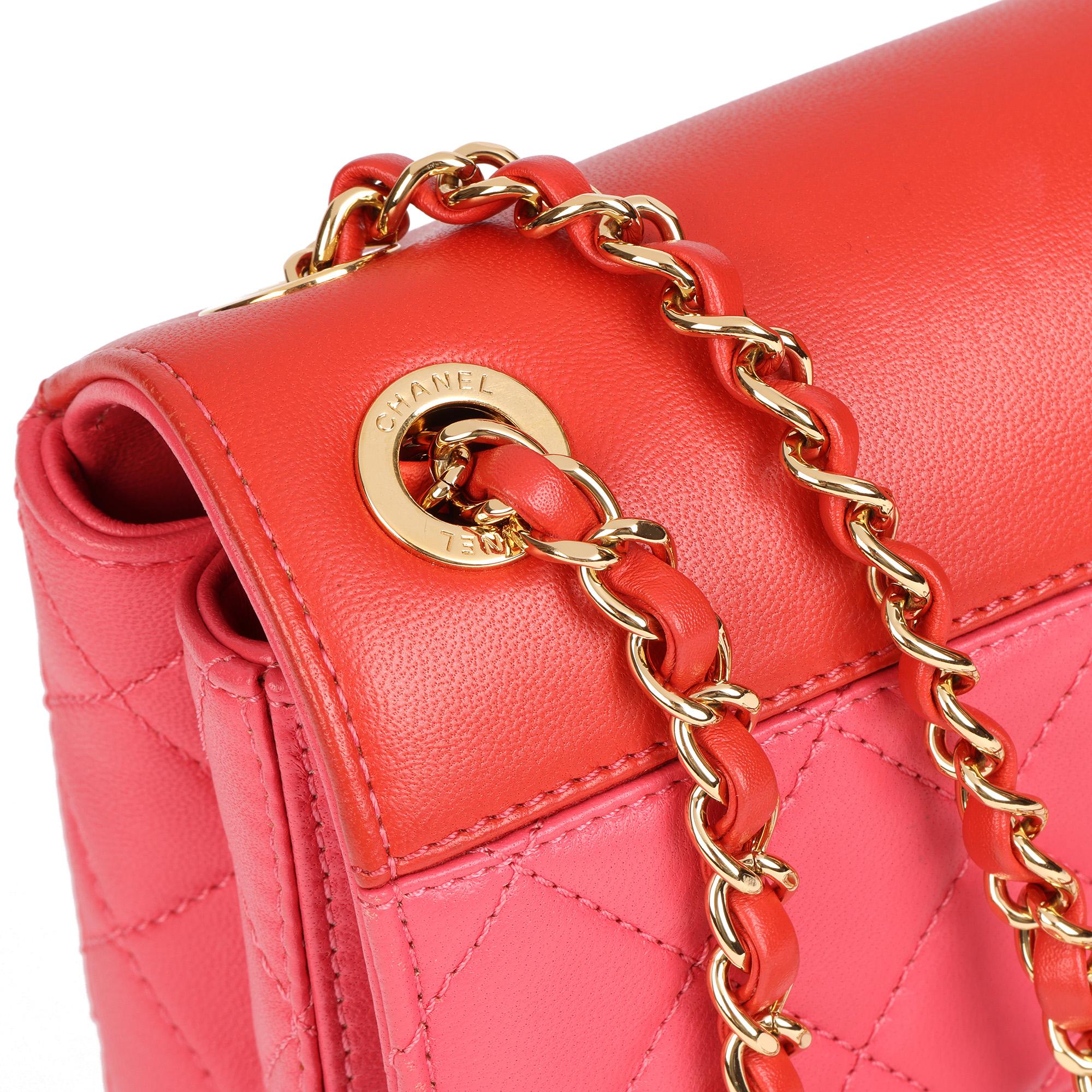 CHANEL Red, Orange & Pink Quilted Lambskin Mini Classic Single Flap Bag 4