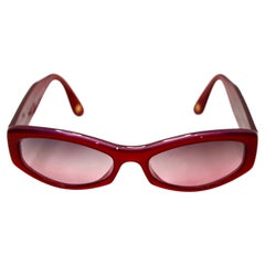 Chanel Red Oval Chocolate Bar Quilted Sunglasses circa Y2K
