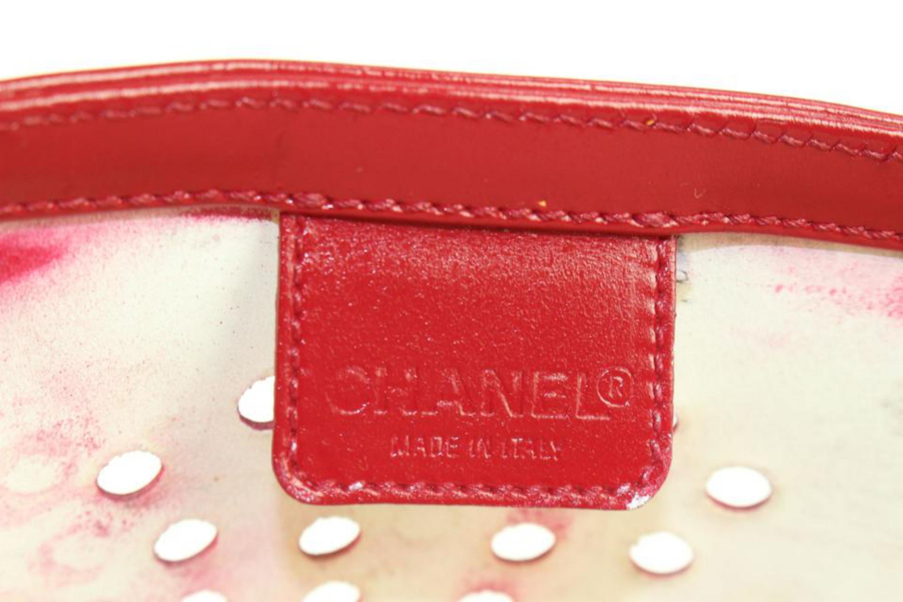 Chanel Red Patent 3 CC Perforated Tote Bag 7C1021 For Sale 5