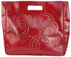 Chanel Red Patent 3 CC Perforated Tote Bag 7C1021