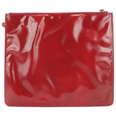 Chanel Red Patent Flat Pouch Bag 276ccs216