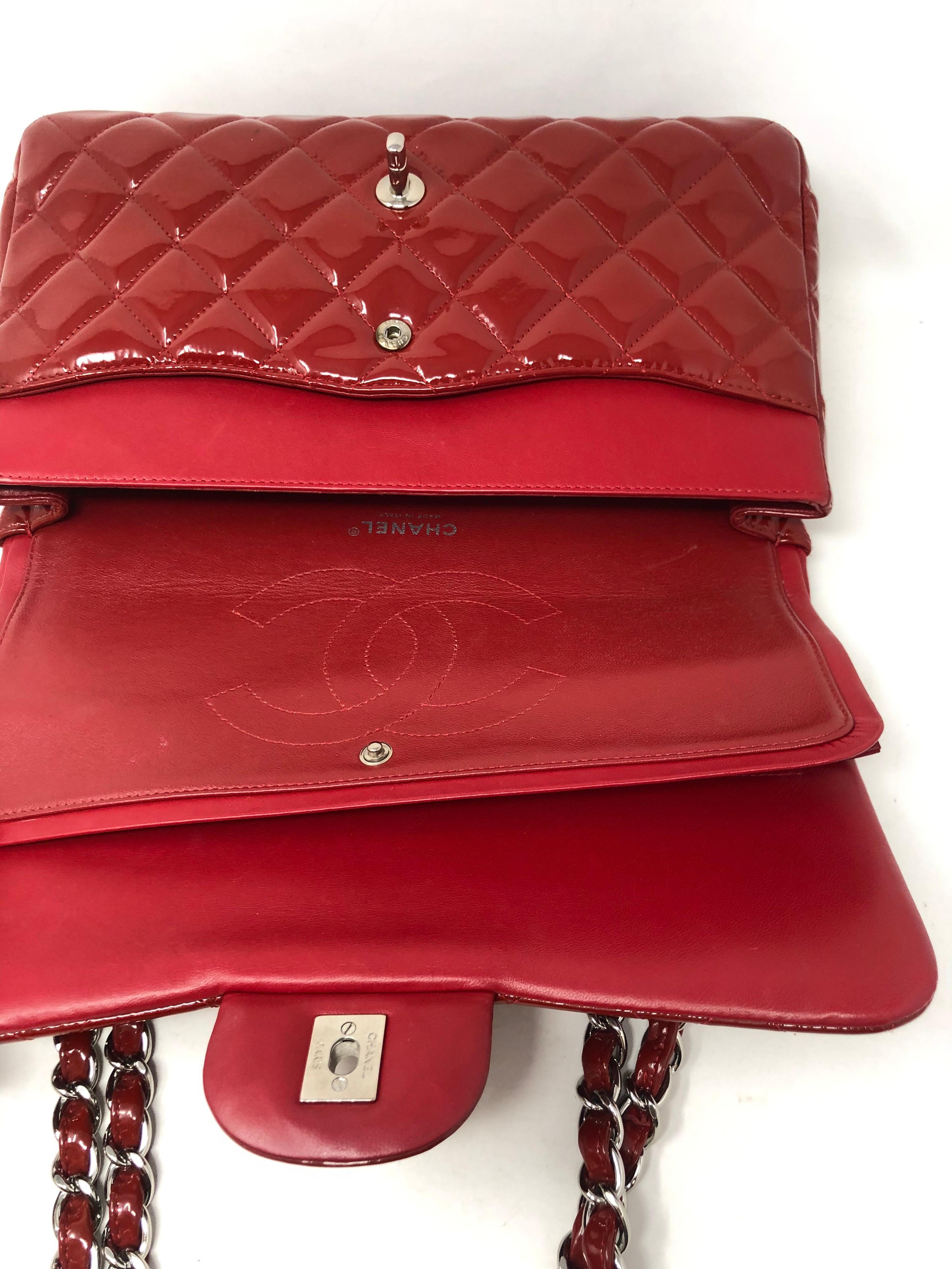 Chanel Red Patent Jumbo Bag  5