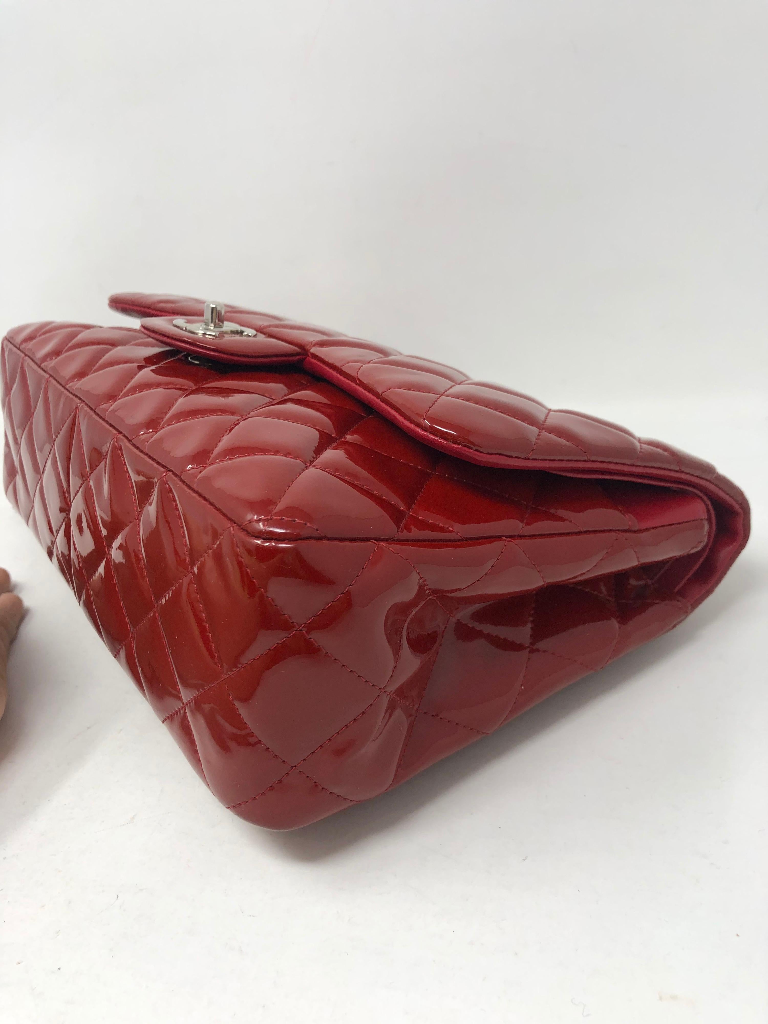 Chanel Red Patent Jumbo Bag  7