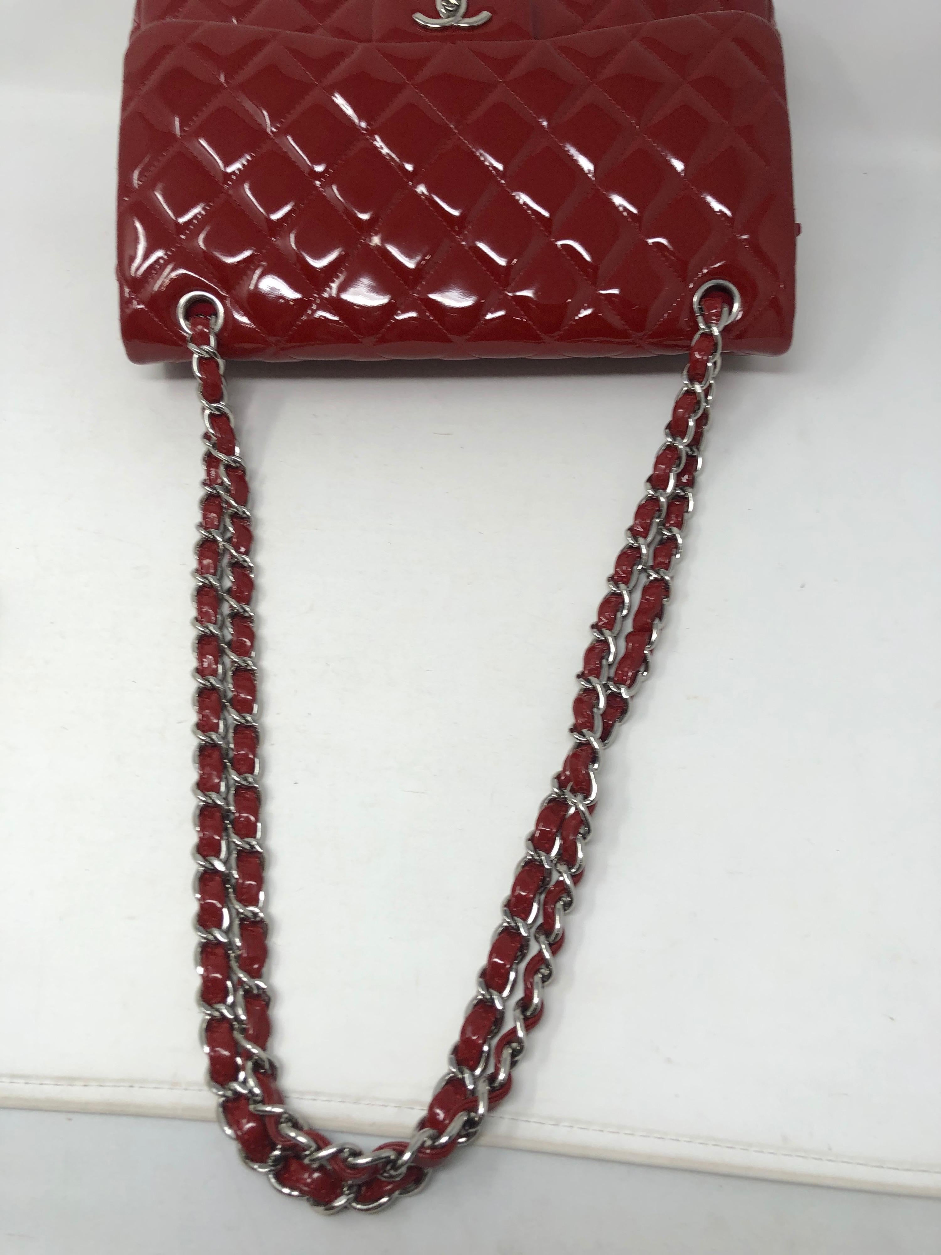 Chanel Red Patent Jumbo Bag  8