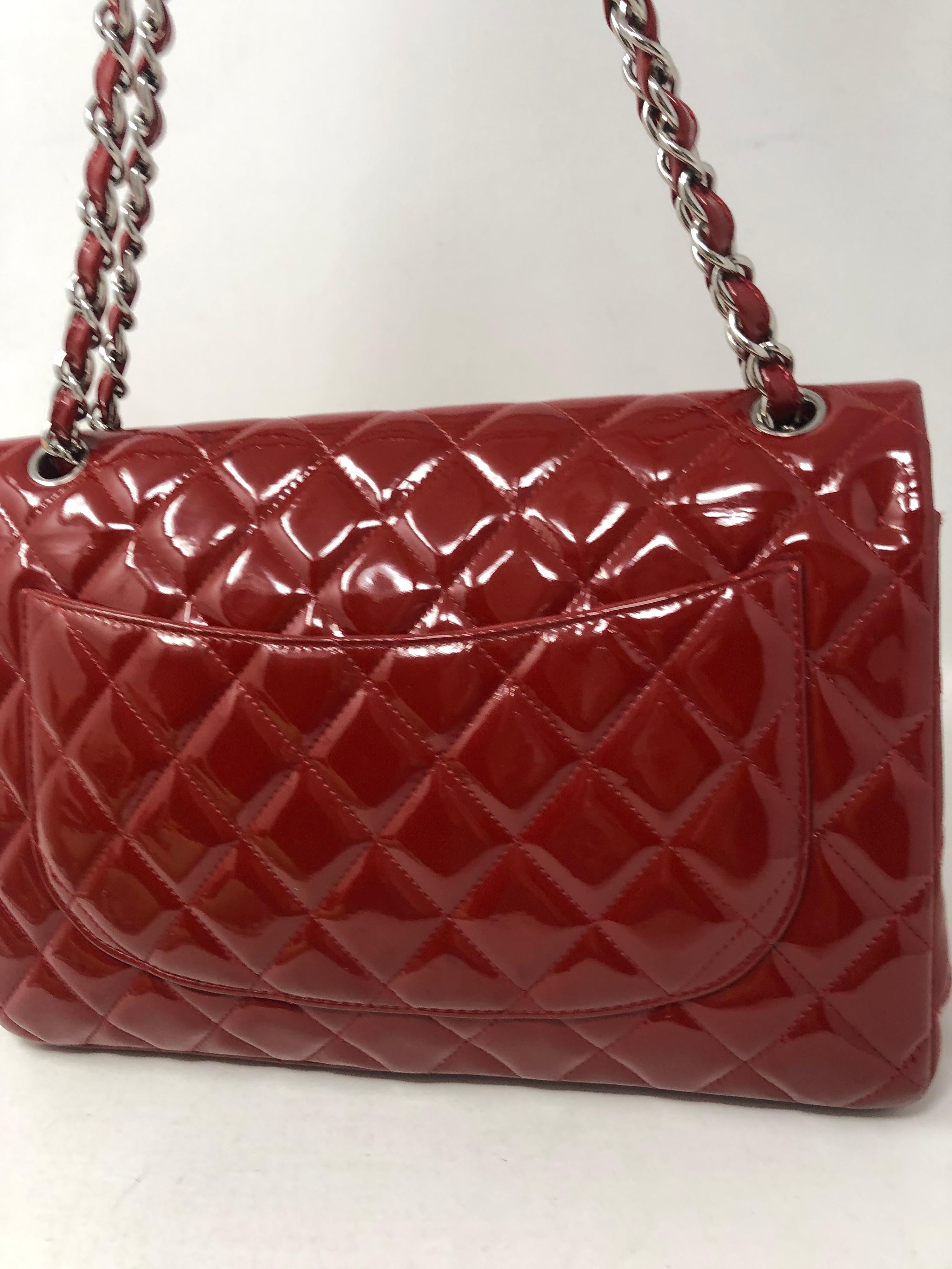 Chanel Red Patent Jumbo Bag  9