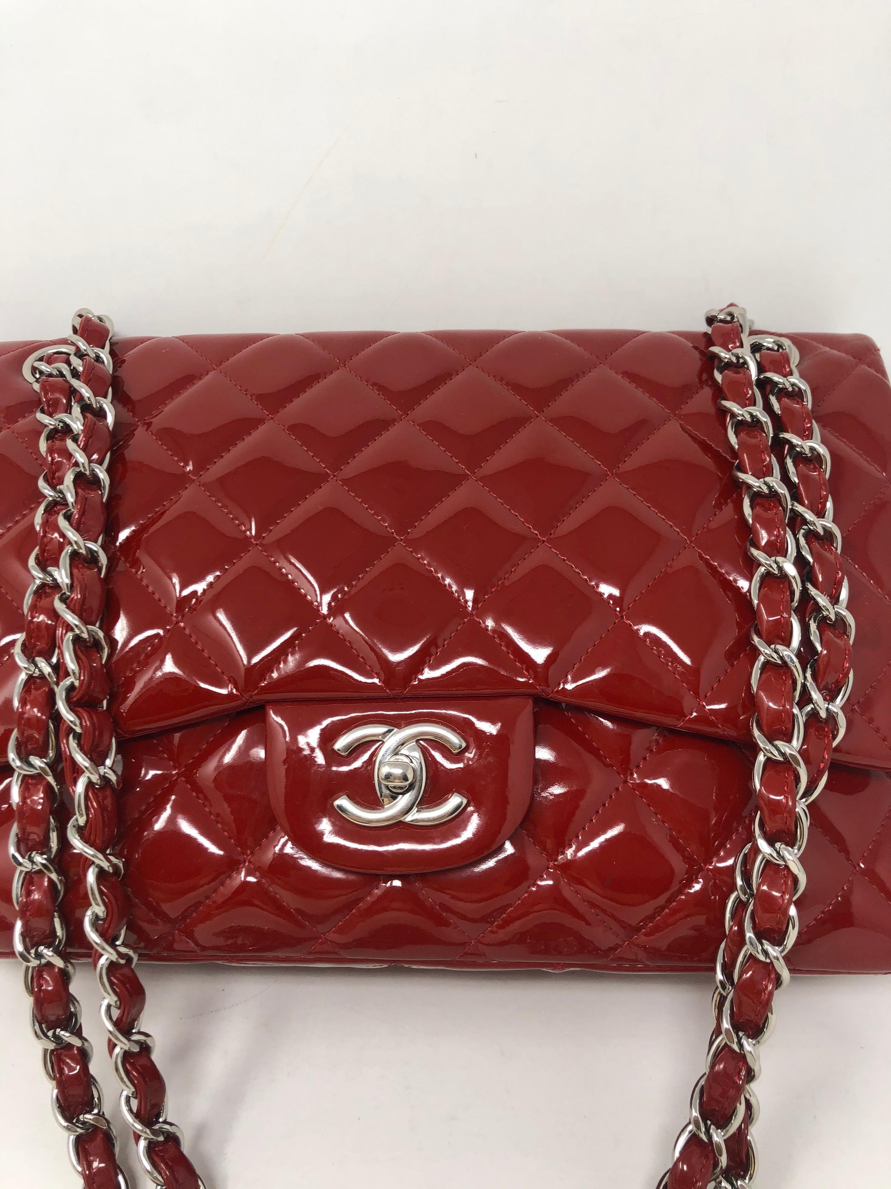 Chanel Red Patent Jumbo Bag  In Good Condition In Athens, GA