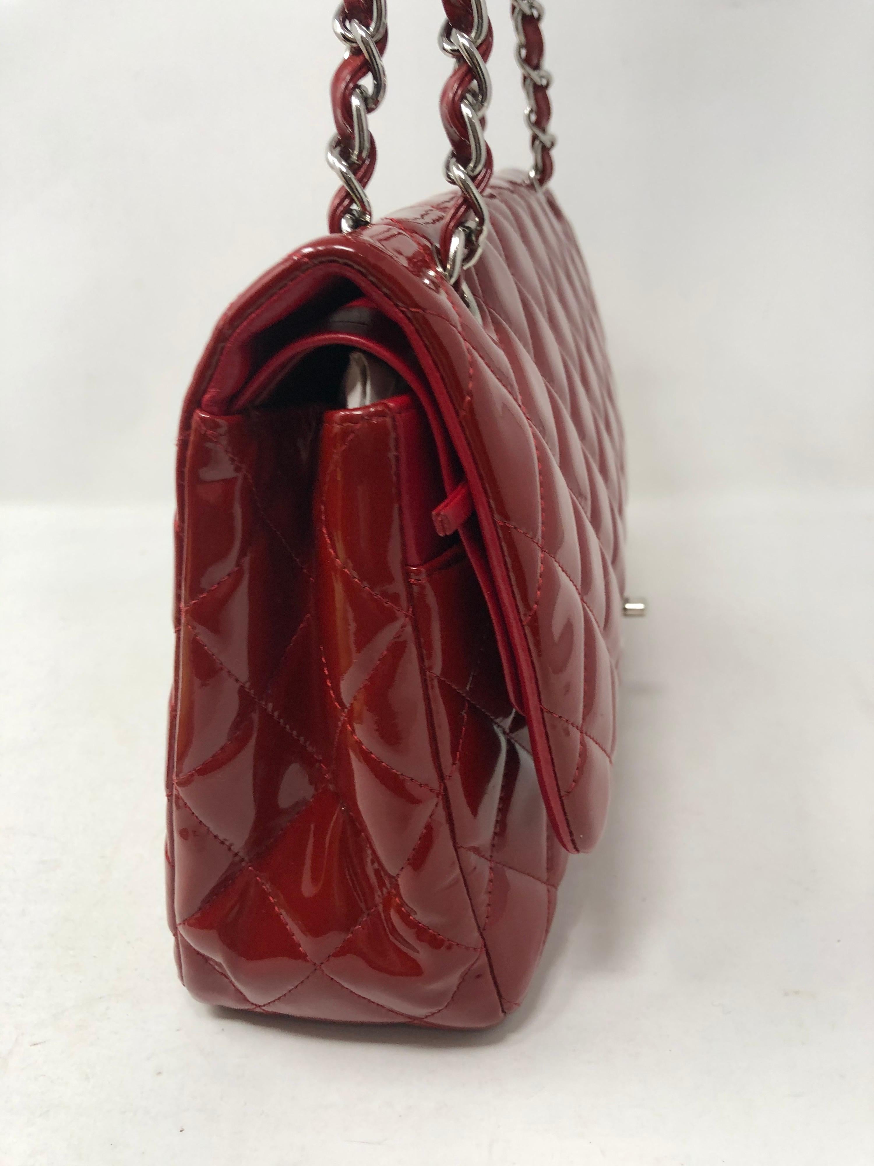 Women's or Men's Chanel Red Patent Jumbo Bag 