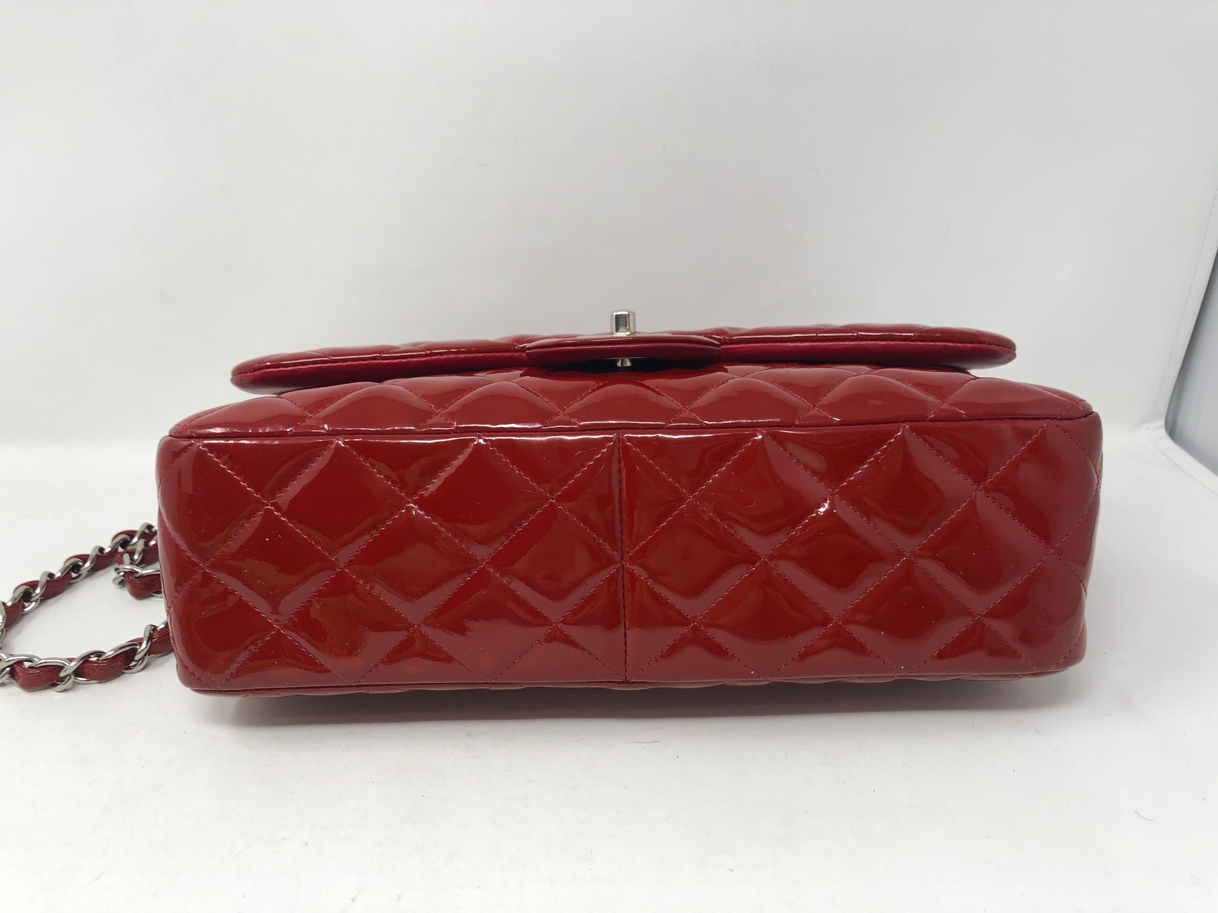 Chanel Red Patent Jumbo Bag  1