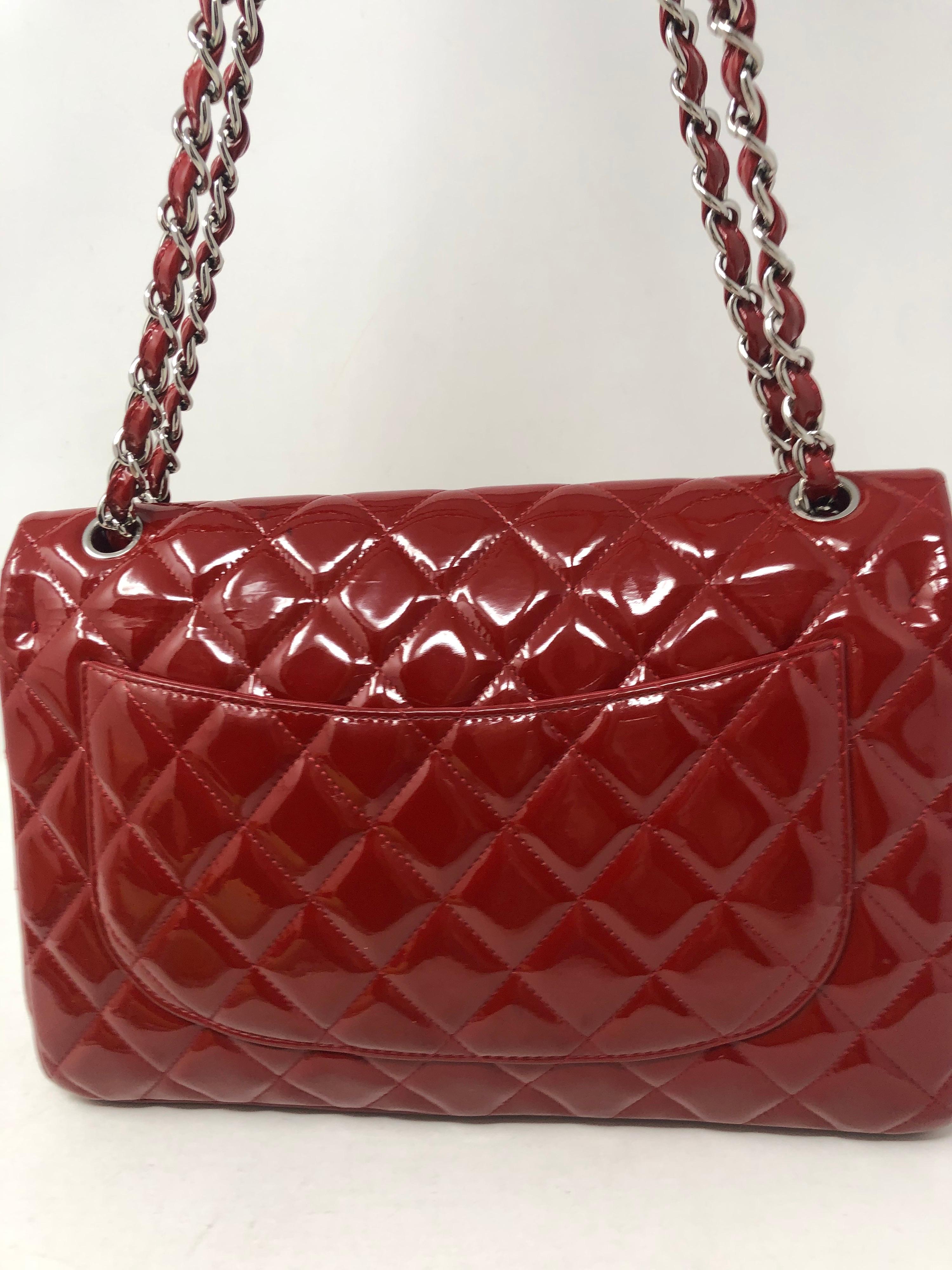 Chanel Red Patent Jumbo Bag  2