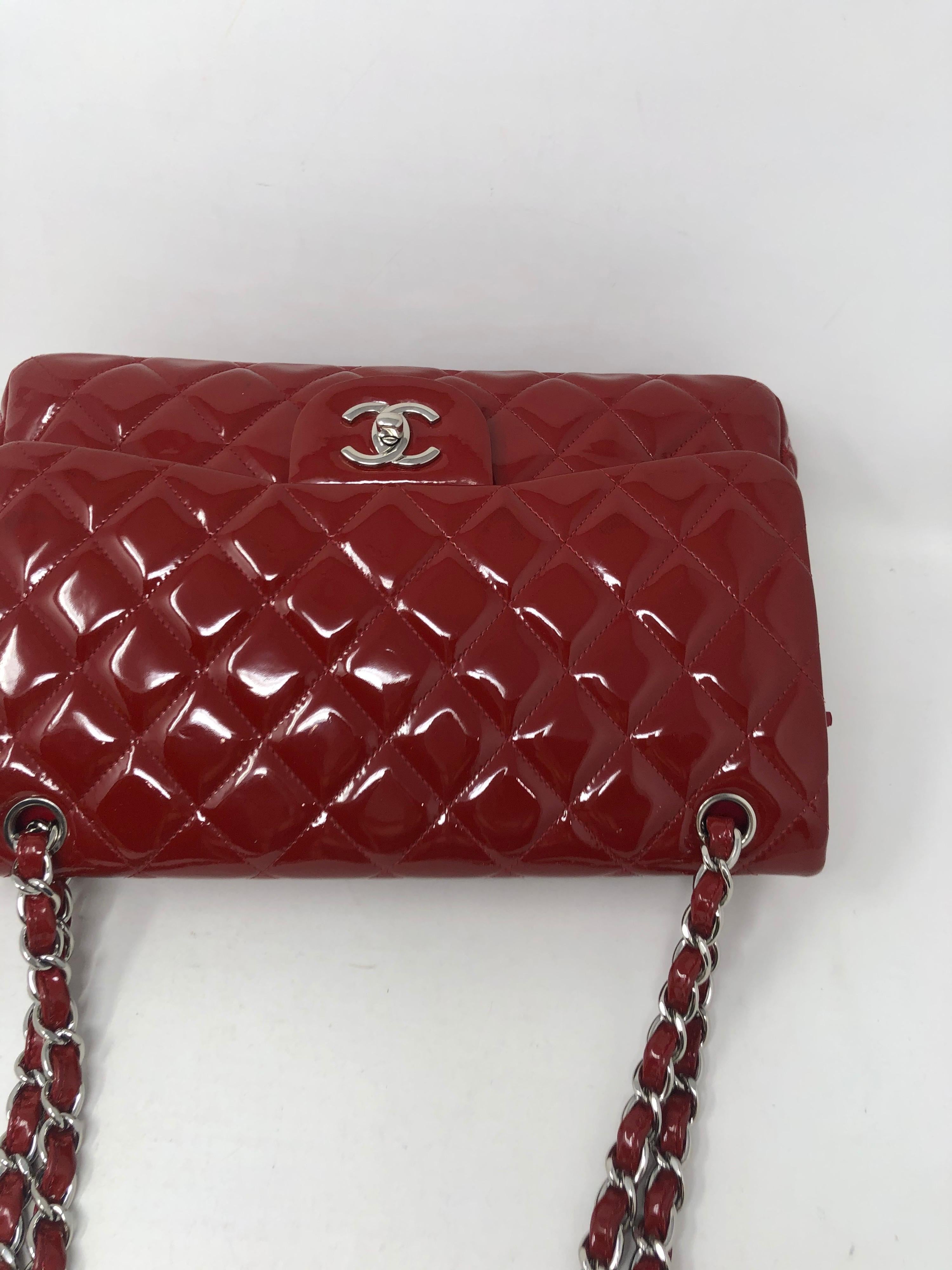Chanel Red Patent Jumbo Bag  3