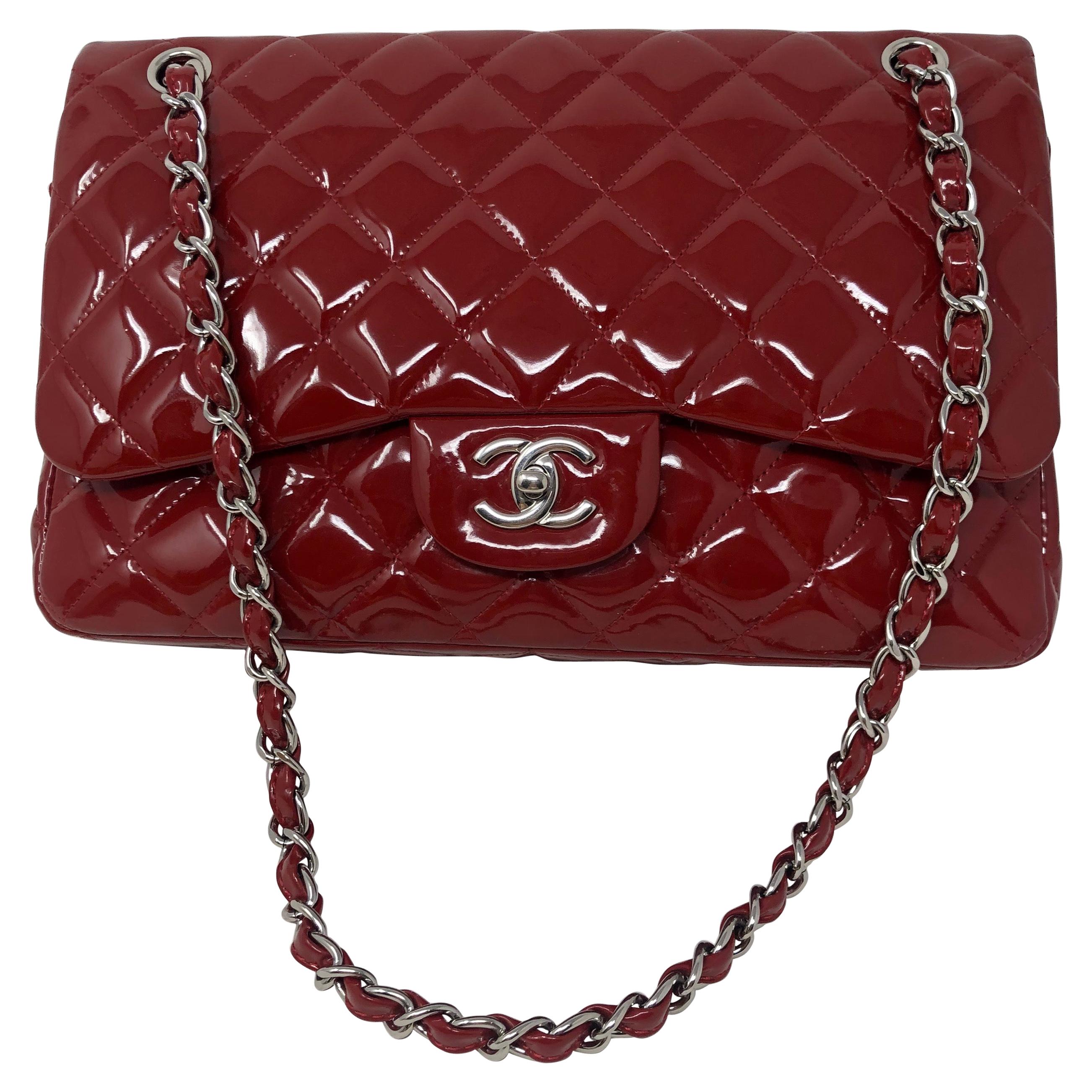 Chanel Red Patent Jumbo Bag 
