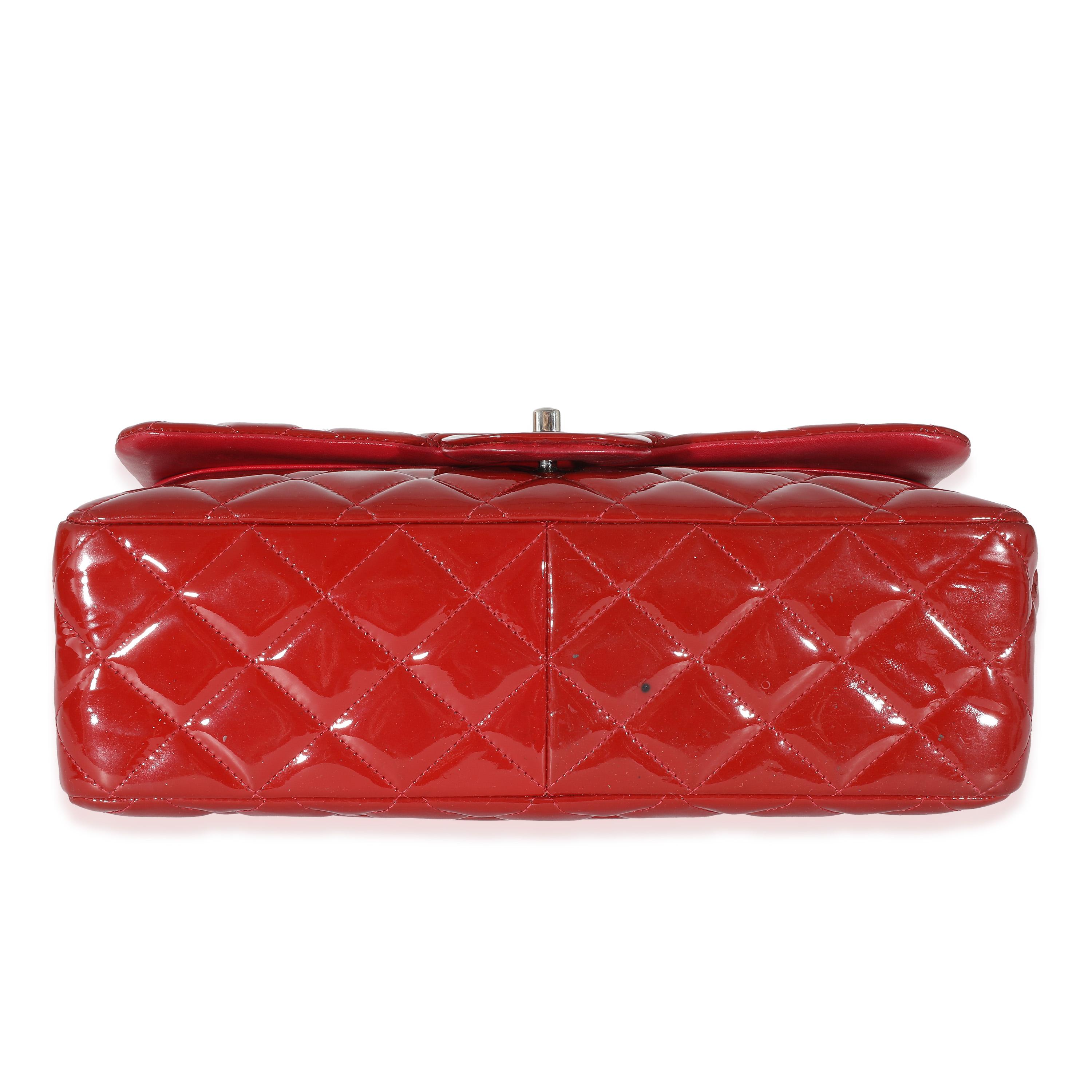 Chanel Red Patent Jumbo Double Flap Bag 3