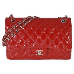 Chanel Red Patent Jumbo Double Flap Bag