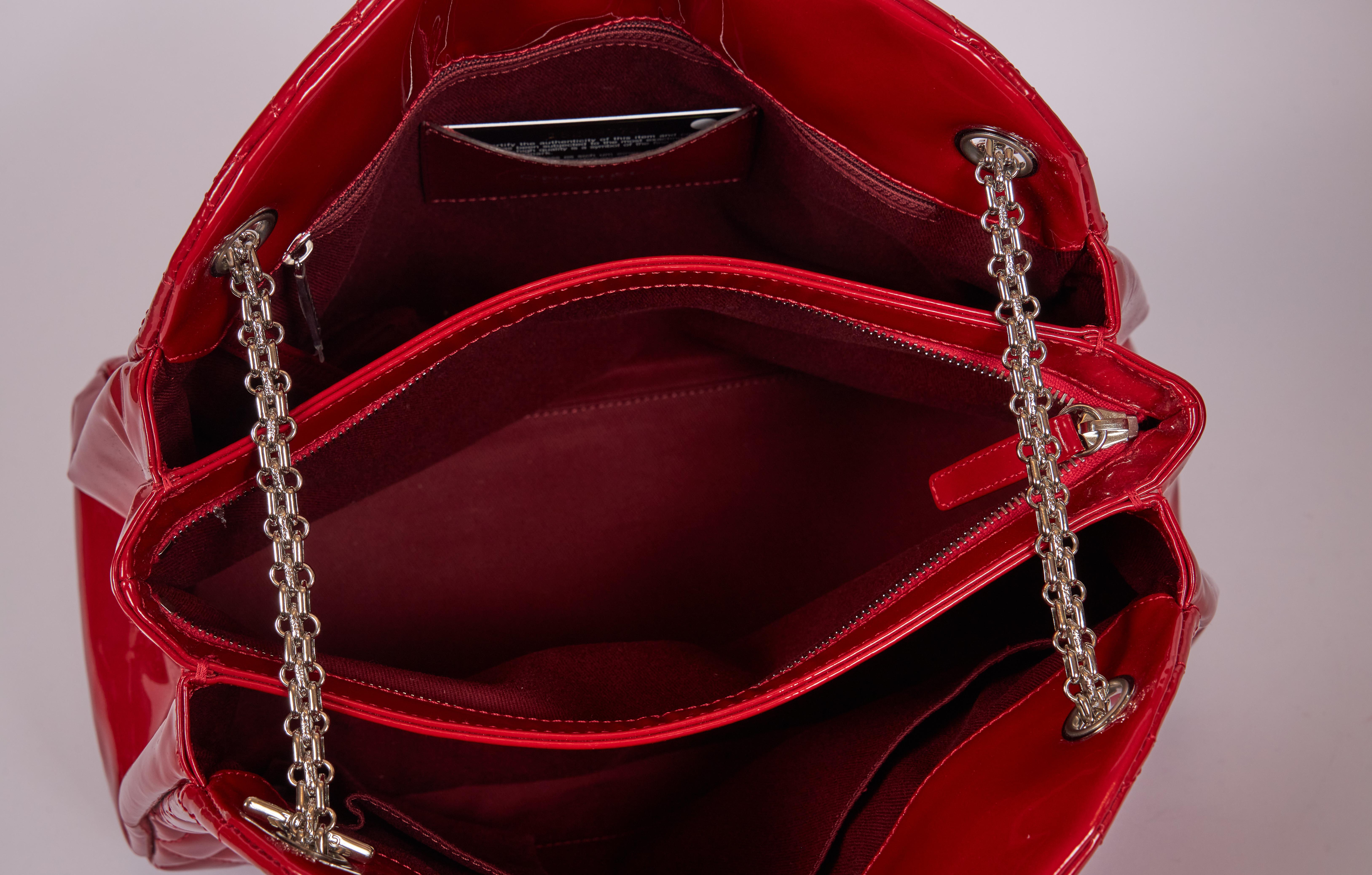 Women's Chanel Red Patent Large Mademoiselle Bag