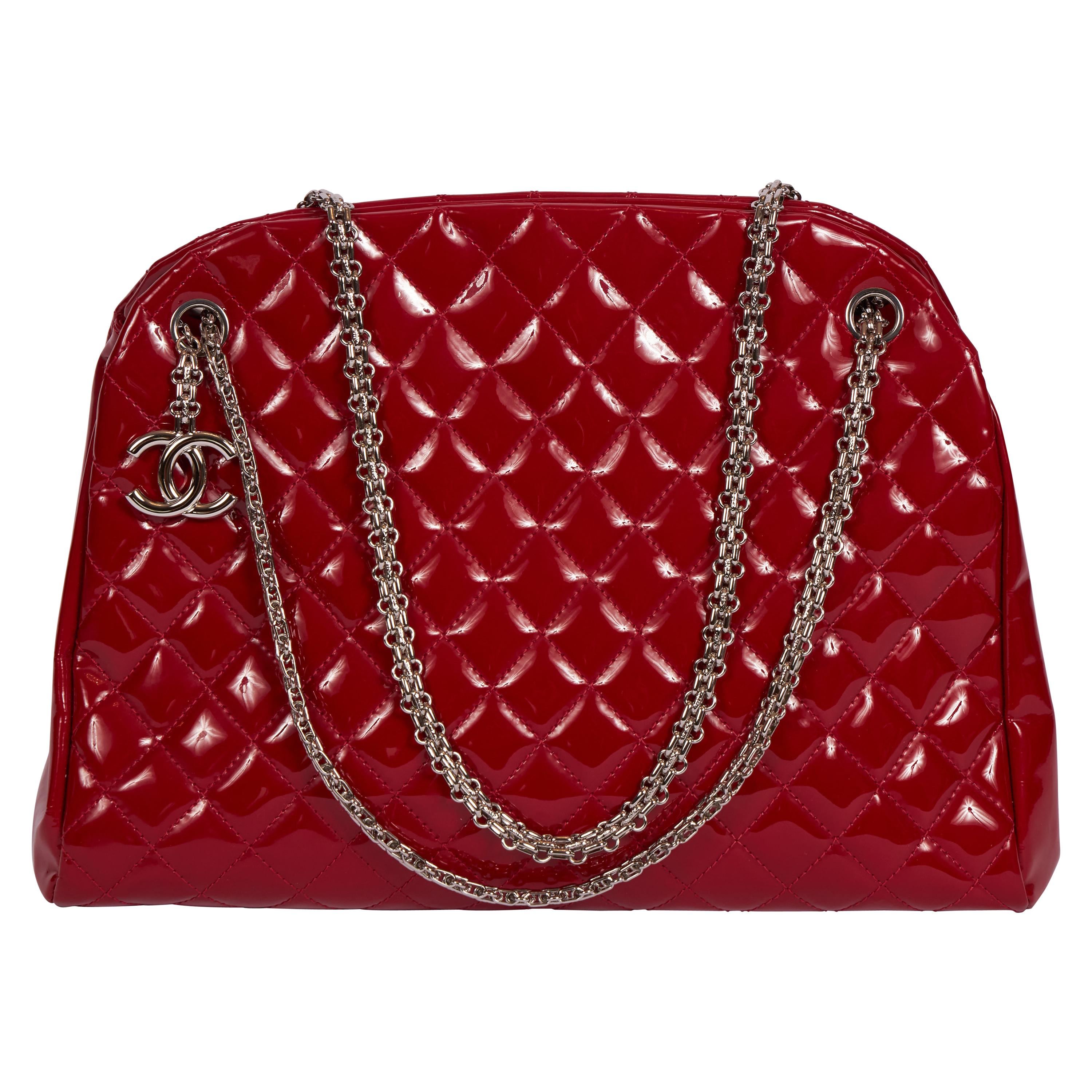 Chanel Red Patent Large Mademoiselle Bag