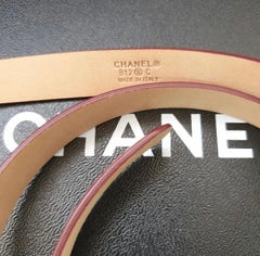 Chanel Red Patent Leather Camellia Skinny Belt