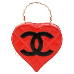 Chanel Red Patent Leather Heart Bag