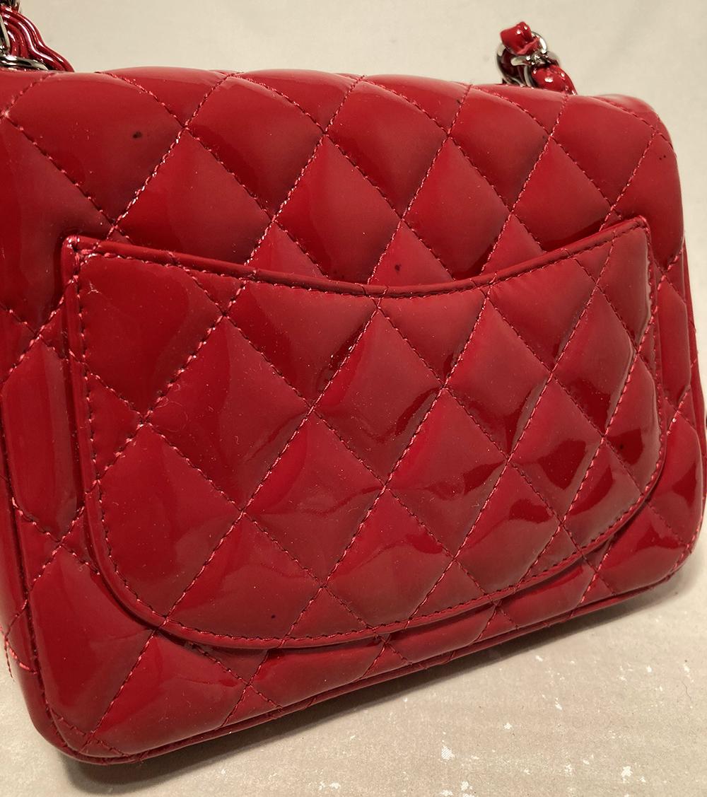 Chanel Red Patent Leather Mini Classic Flap 3