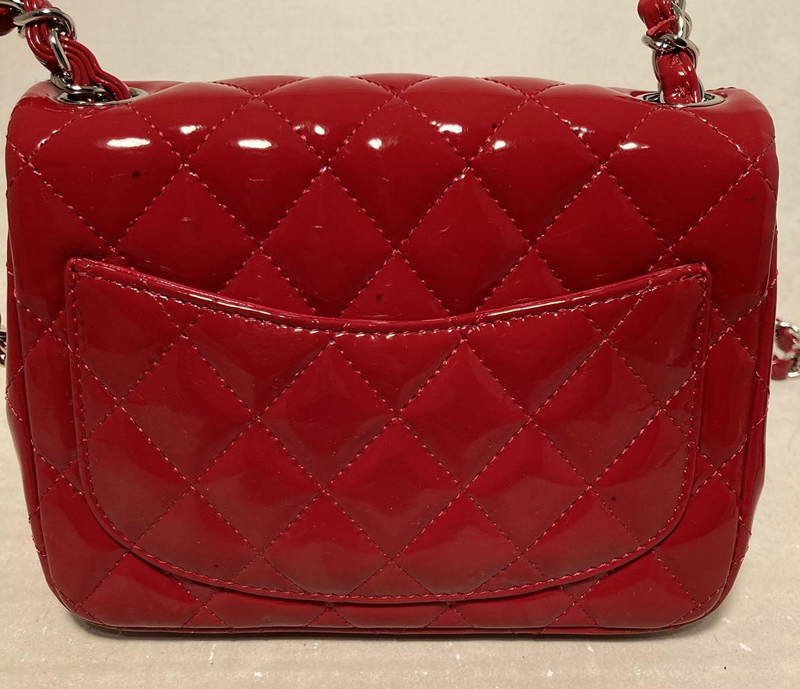 Chanel Red Patent Leather Mini Classic Flap 4