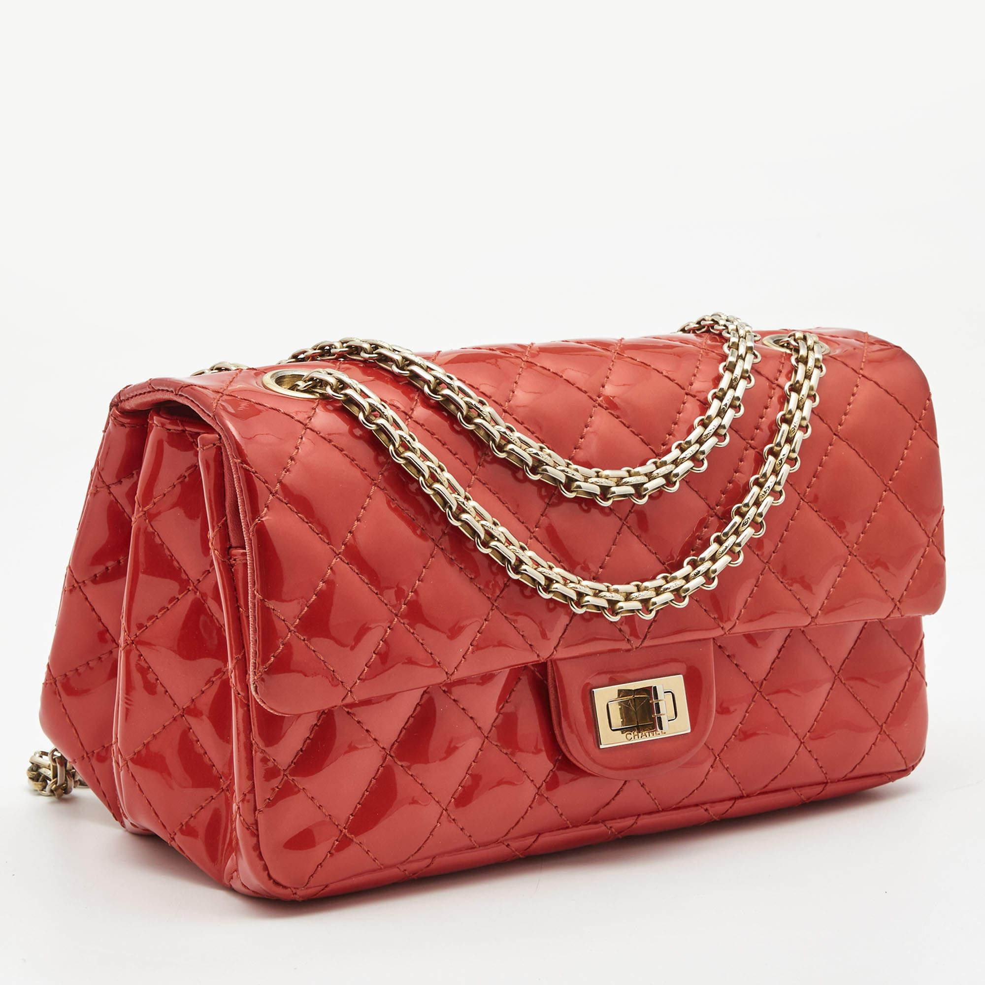 Chanel Red Patent Leather Reissue Double Compartment Flap Bag In Good Condition For Sale In Dubai, Al Qouz 2