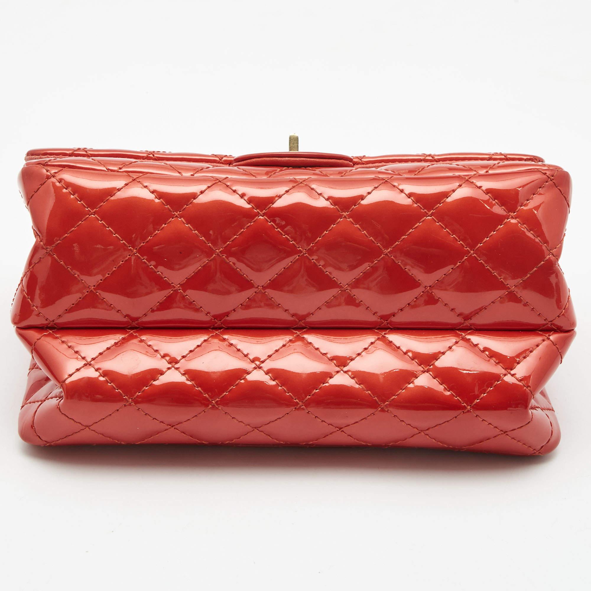 Women's Chanel Red Patent Leather Reissue Double Compartment Flap Bag