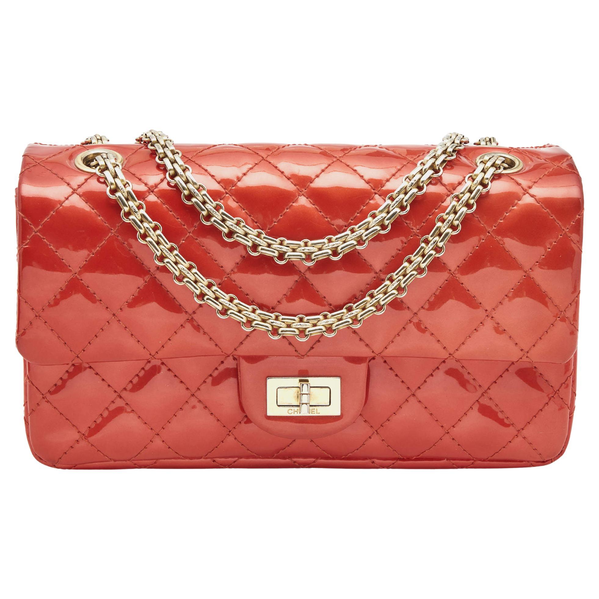 Chanel Red Patent Leather Reissue Double Compartment Flap Bag