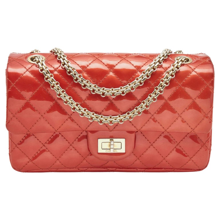 Chanel Orange 2.55 Reissue Quilted Patent Caviar Leather 226 Flap Bag