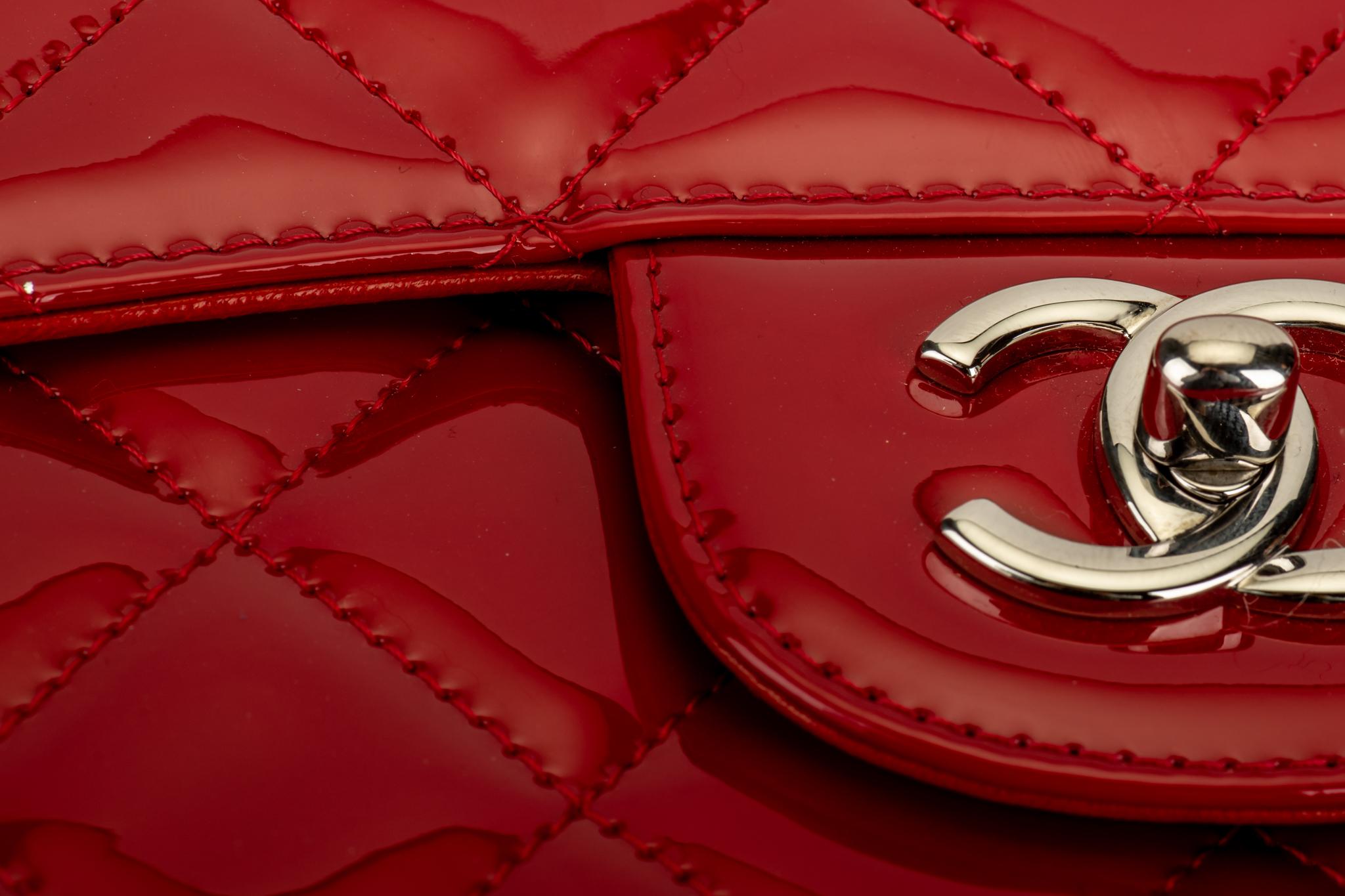 red patent handbag