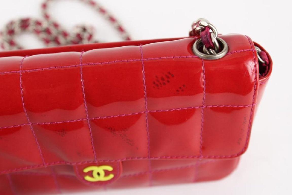 Chanel Red Patent Mini Classic Flap Silver Chain Bag 1ccs1228 5