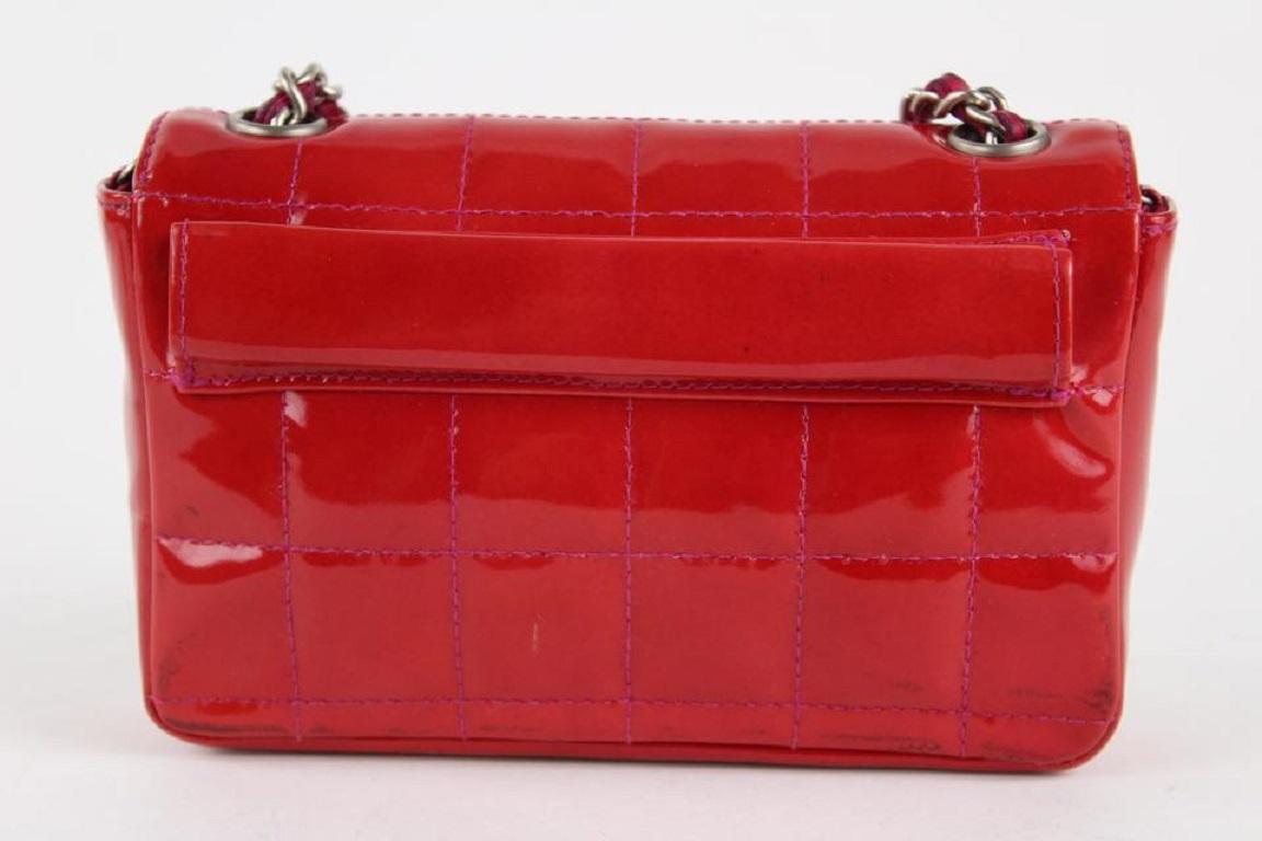 Women's Chanel Red Patent Mini Classic Flap Silver Chain Bag 1ccs1228